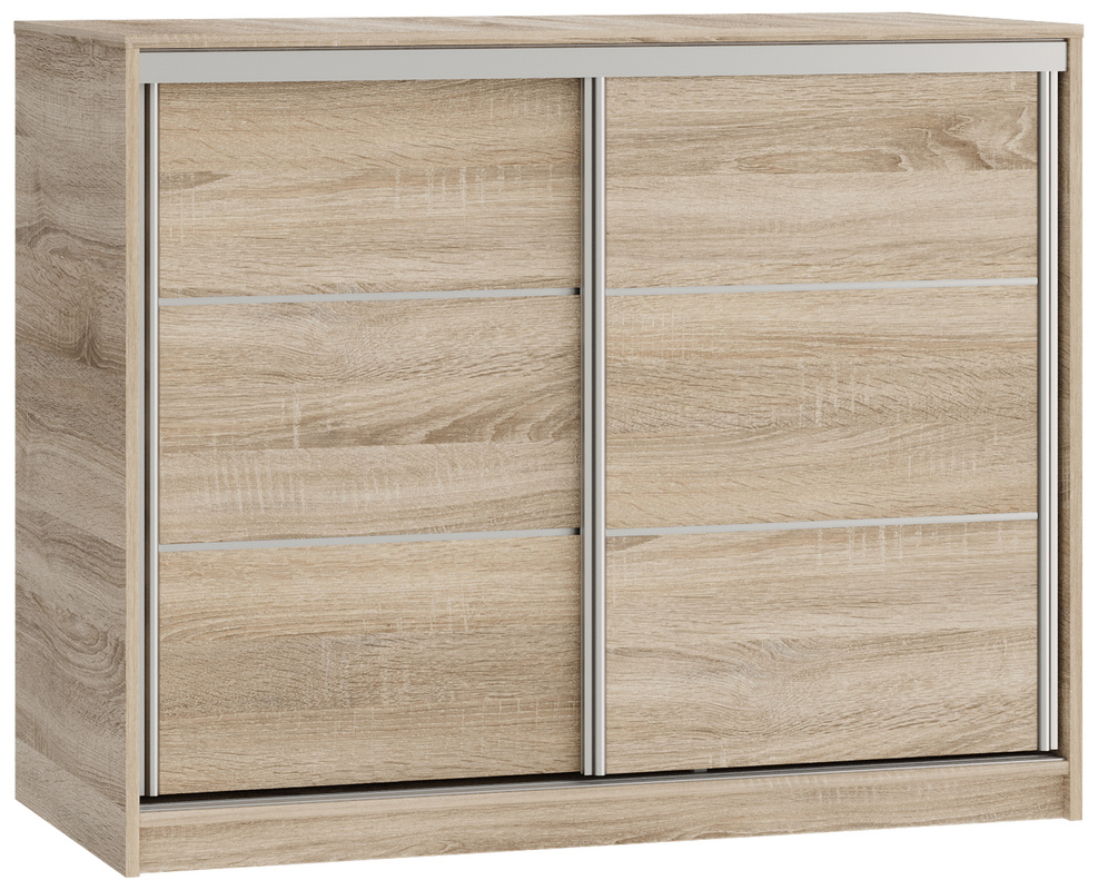 Mała komoda przesuwna z szufladami i drążkiem 120 cm TOP dąb sonoma