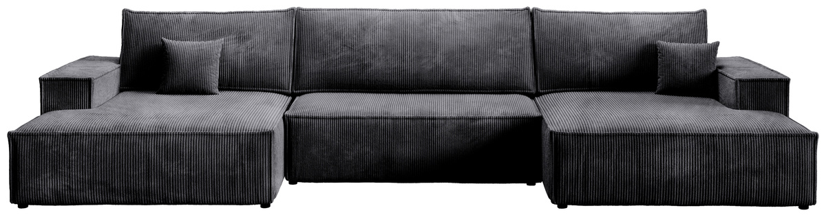 Grafitowy narożnik sztruksowy do salonu z funkcją spania duży PABLO