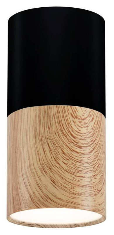 Czarna lampa sufitowa natynkowa tuba do salonu drewno GU10