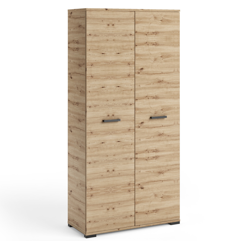 Szafa dwudrzwiowa 90 cm otwierana z półkami i drążkiem FIORA dąb artisan