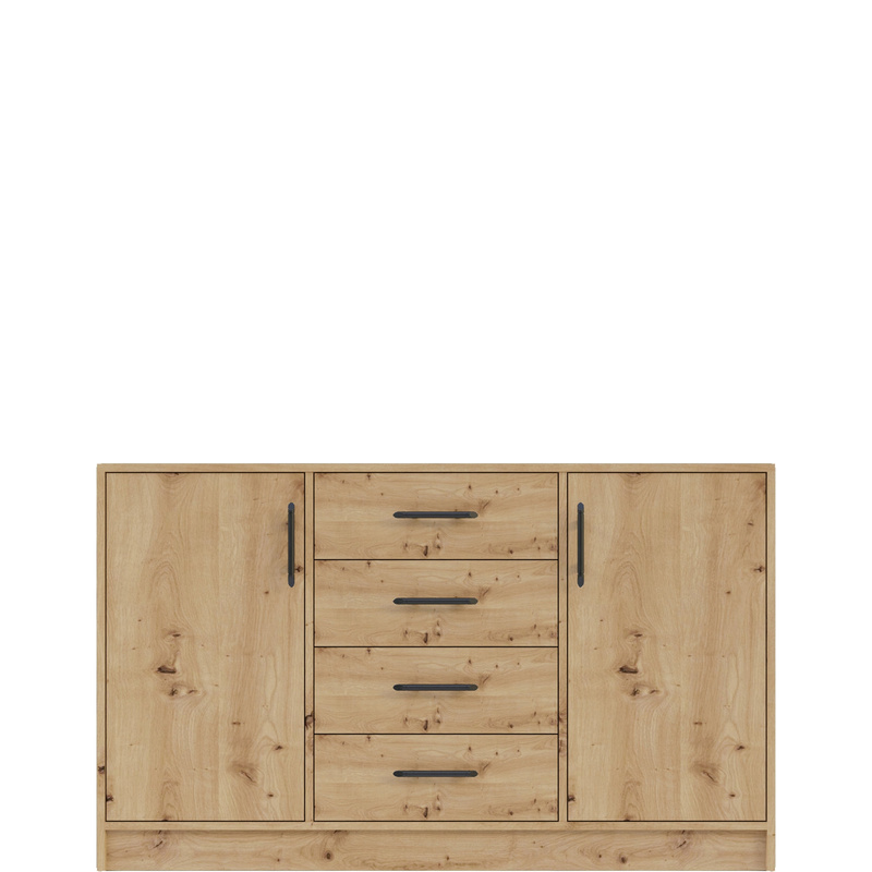 Nowoczesna komoda z szufladami i półkami 140 cm SEVAS dąb artisan