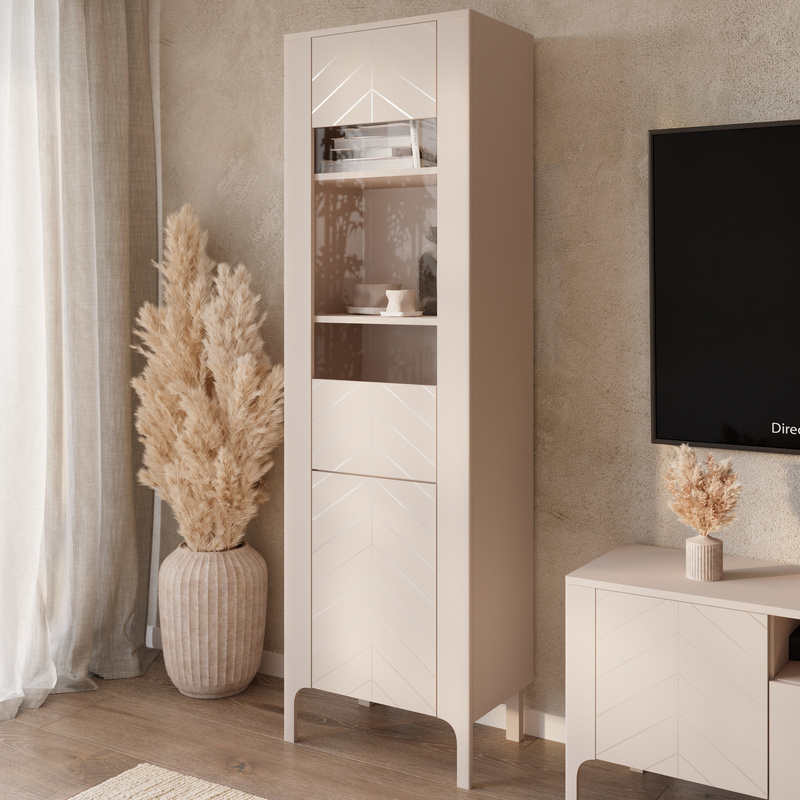 Witryna 60 cm przeszklona do salonu MELLIS kaszmir