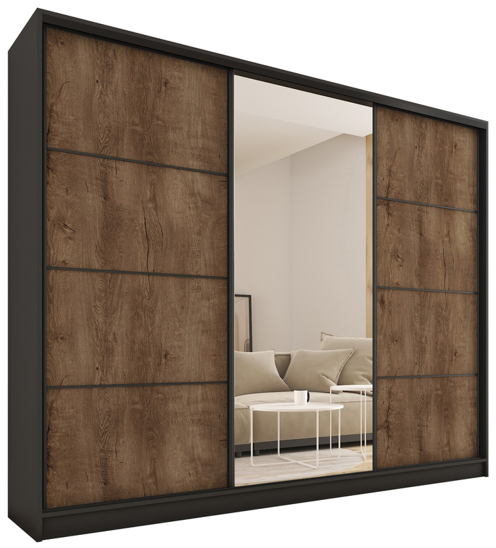 Szafa przesuwna z lustrem 250 cm z szufladami LOFT MAX