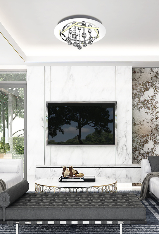 Chromowa lampa sufitowa LED plafon do salonu KORFU 50 cm