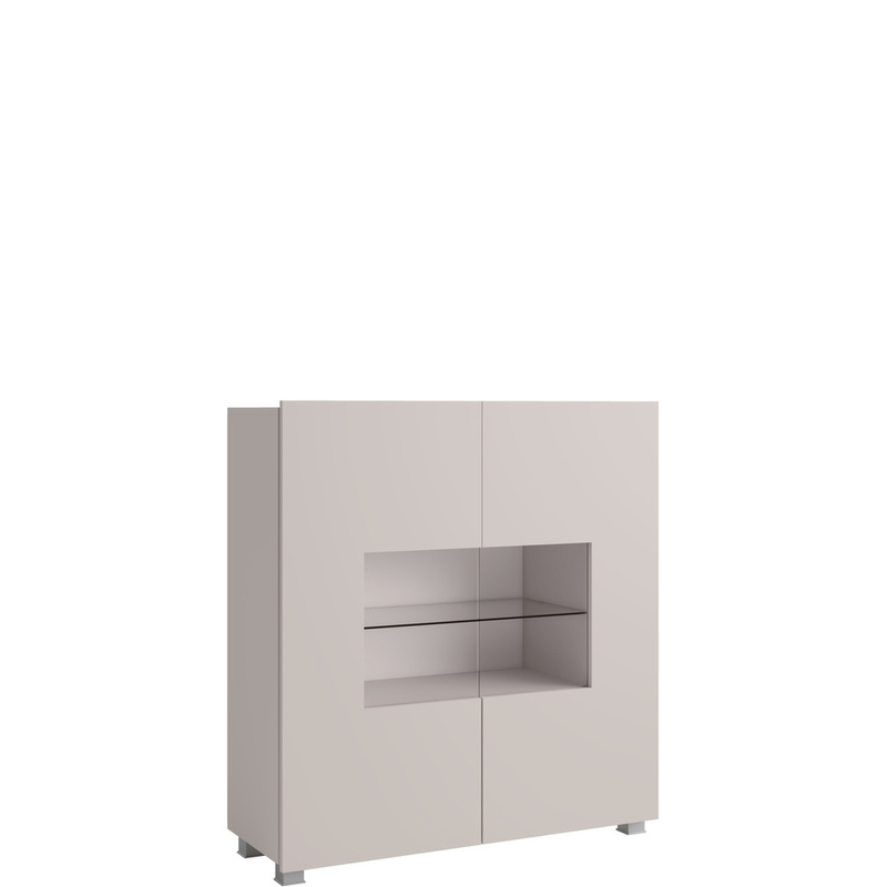 Kaszmirowa komoda do salonu z witryną 100 cm MODERN