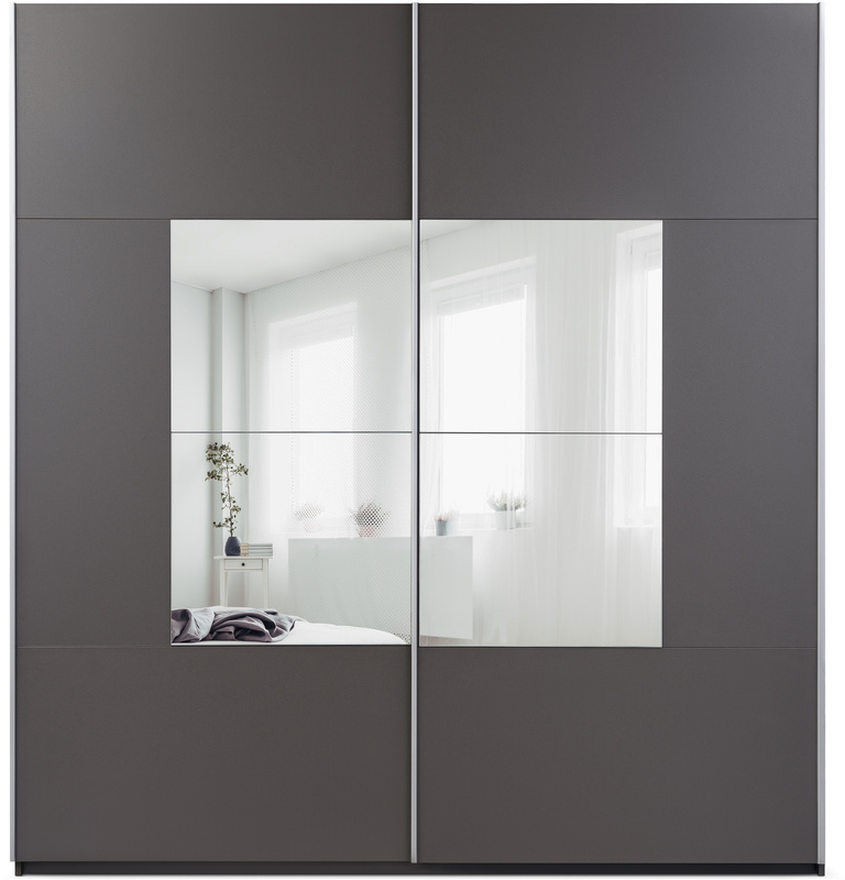 Duża szafa przesuwna do sypialni z lustrem i półkami 250 cm BOLTON