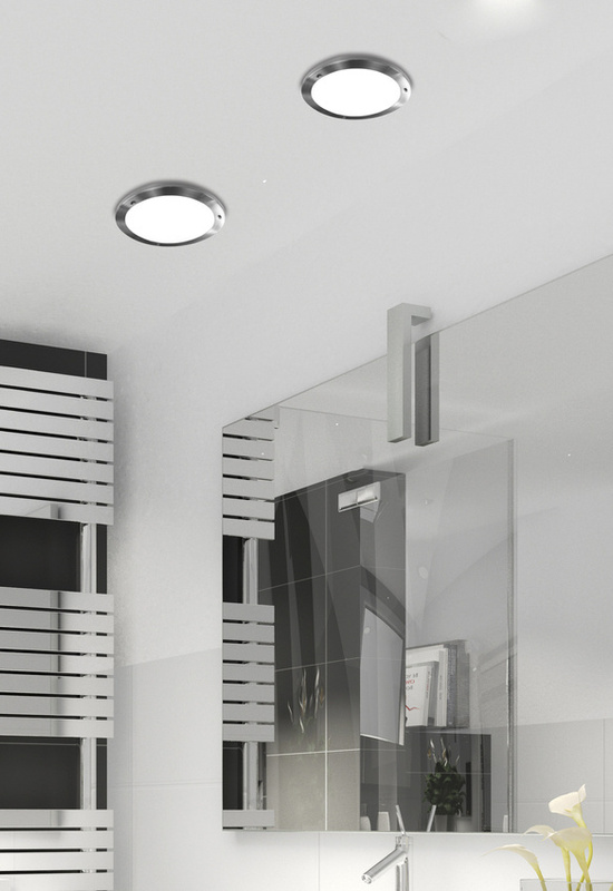 Biały plafon łazienkowy szklany do łazienki AQUILA nikiel IP44