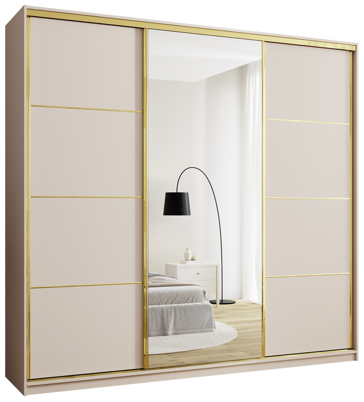 Szafa przesuwna z lustrem 250 cm GOLD NEW MAX beż piaskowy