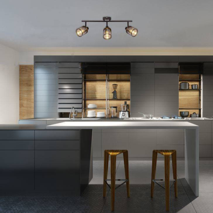 Złota lampa sufitowa loft do salonu CANABERA szkło bursztyn 3xE14