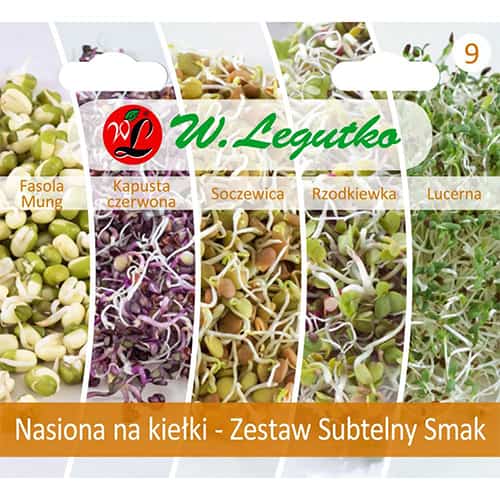 1 szt, Nasiona na kiełki - Zestaw Subtelny Smak, 5 gatunków - Nasiona: Ilość w opakowaniu: 1 opak