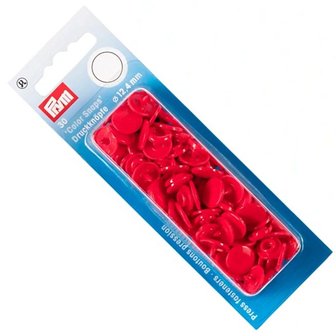 napy plastikowe COLOR SNAPS fi 12,4mm PRYM 393138 czerwone .