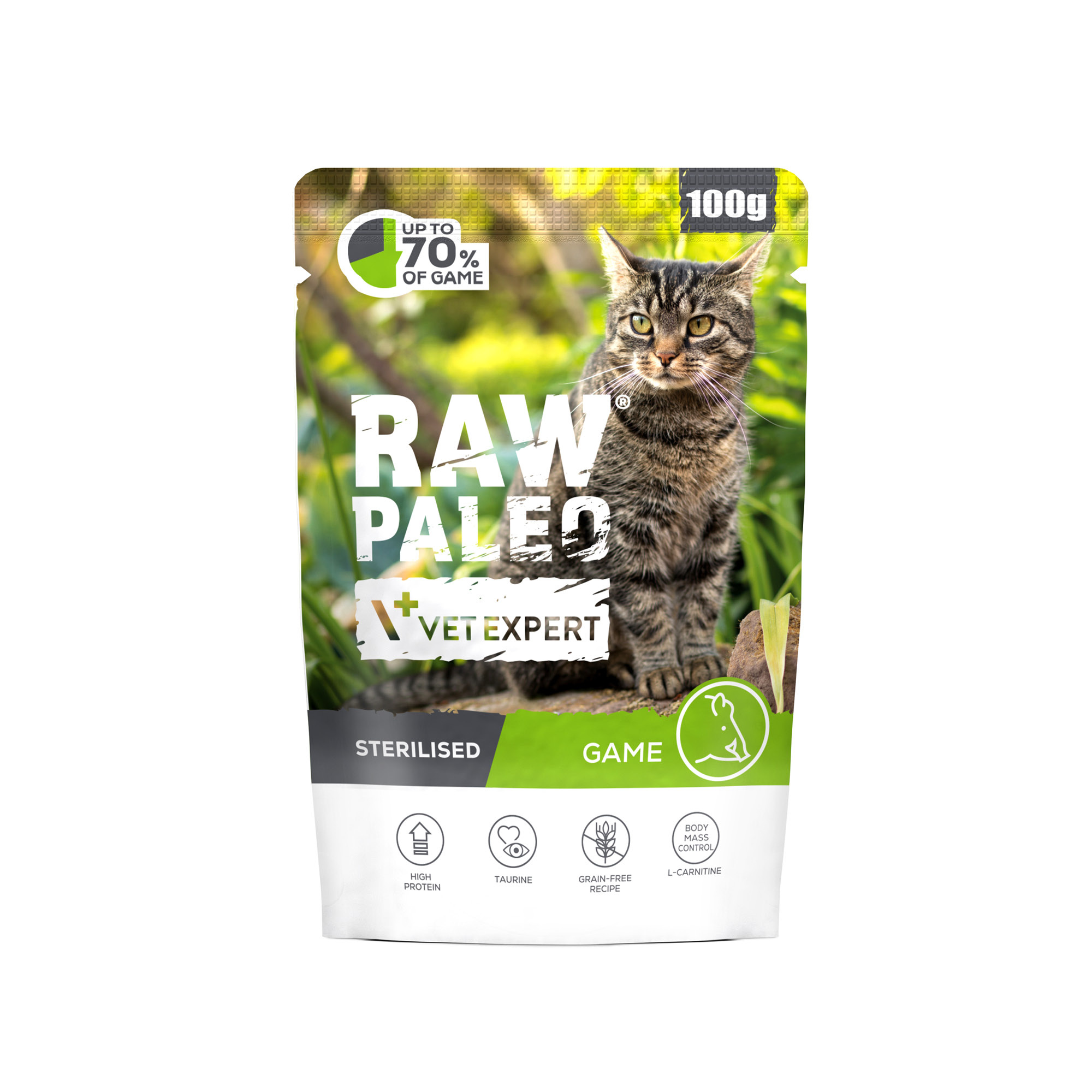 RAW PALEO STERILISED GAME 100g - mokra karma dla kotów sterylizowanych - dziczyzna