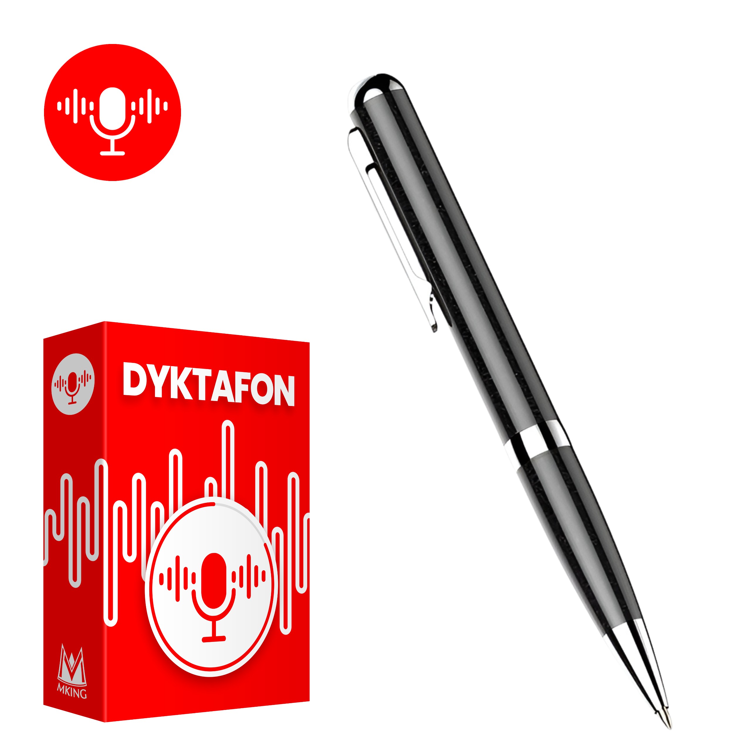 UKRYTY DYKTAFON DŁUGOPIS SZPIEGOWSKI NAGYRWANIE DO 20 GODZIN WBUDOWANE 8 GB