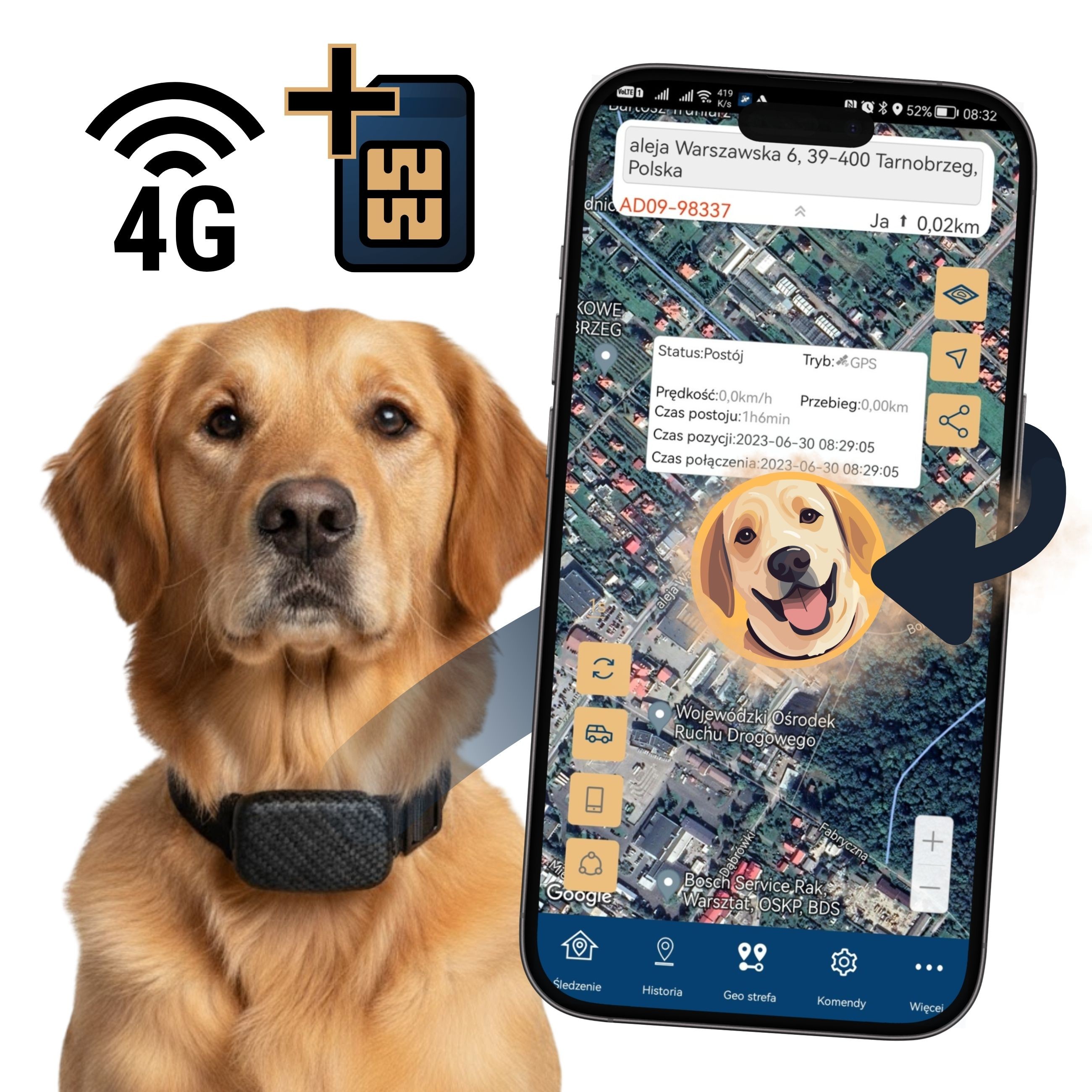 Lokalizator GPS dla psa MKX20 długi czas działania - karbon