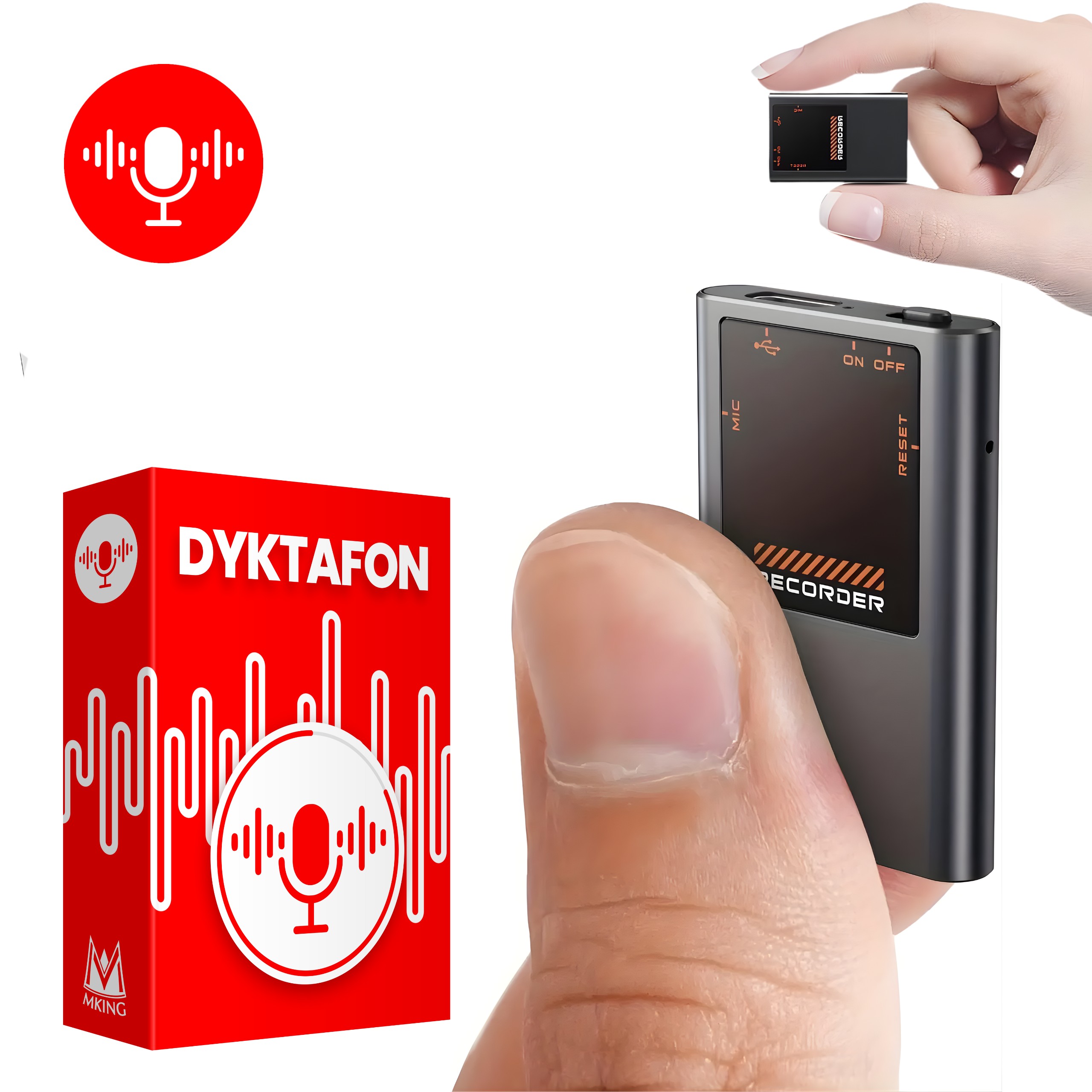 Dyktafon mini magnes 28 godzin aktywacja głosem 16GB - MK-M11
