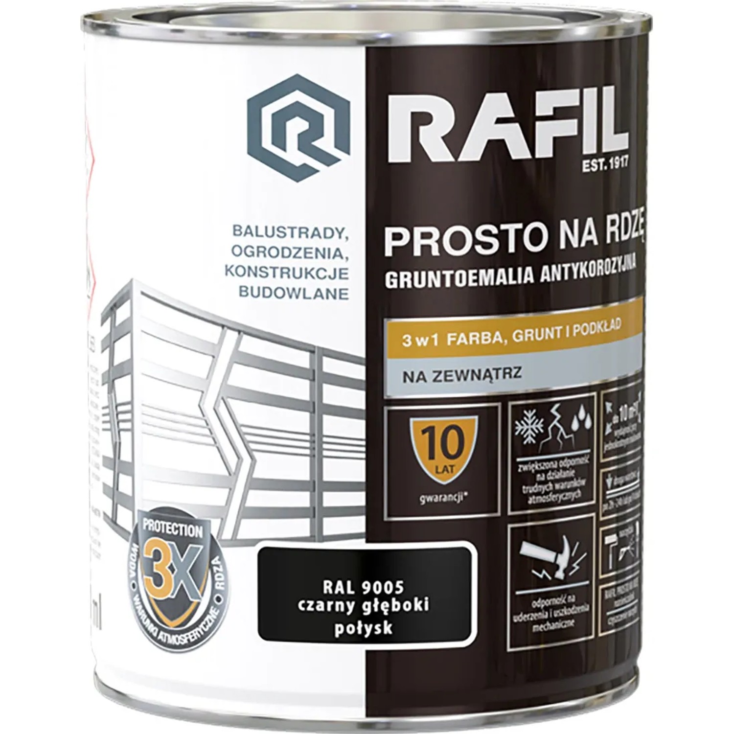 Rafil Farba na rdzę czarny głęboki połysk 0,75L