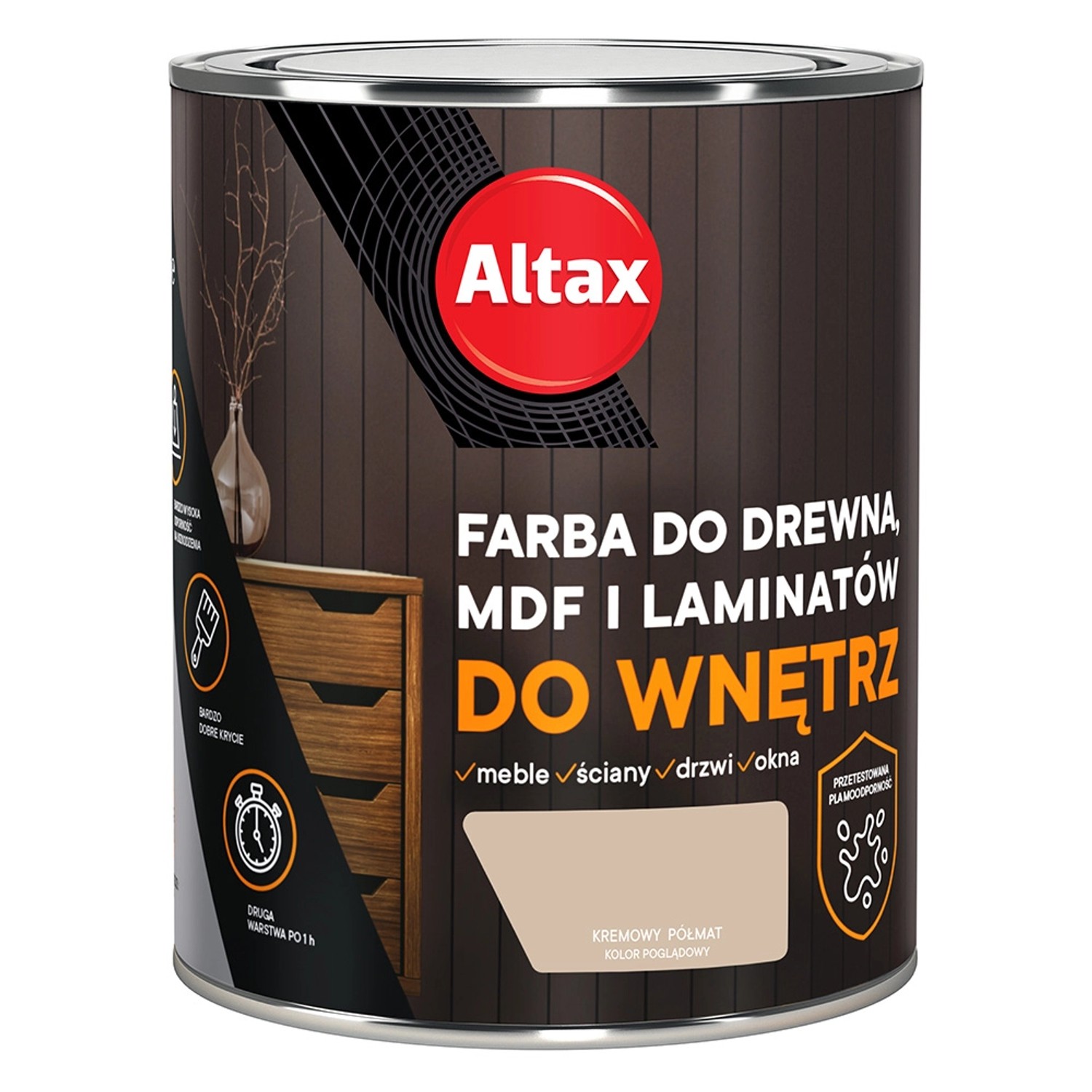 Farba do drewna ALTAX do wnętrz kremowy 750 ml