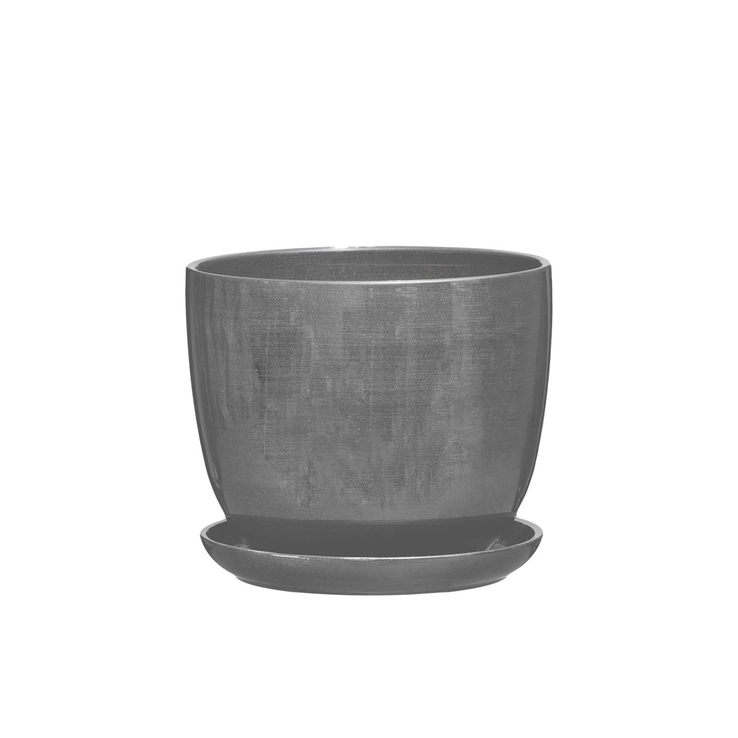 Doniczka z podstawką Sofia szary mat - 14 cm