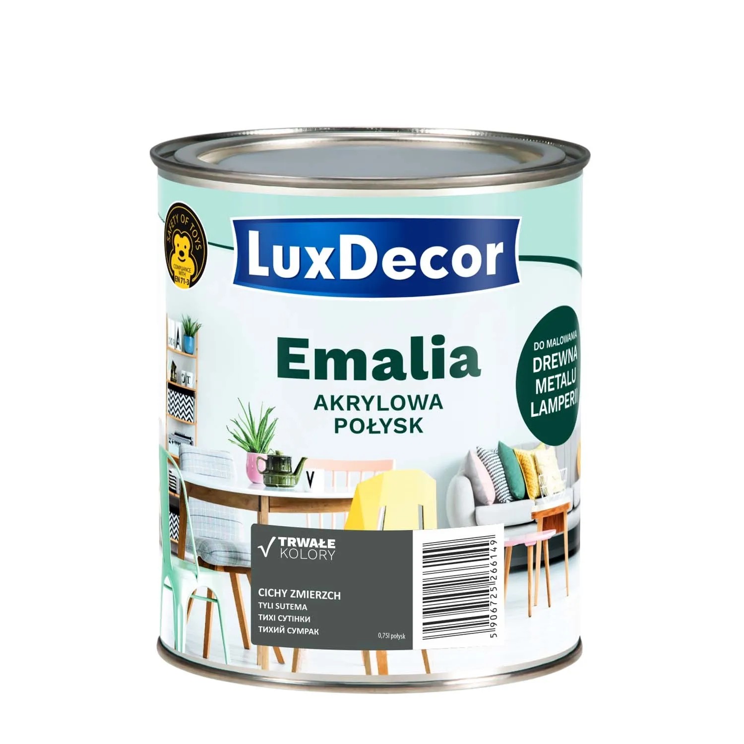 LuxDecor Emalia akrylowa do drewna i metalu połysk cichy zmierzch 750 ml