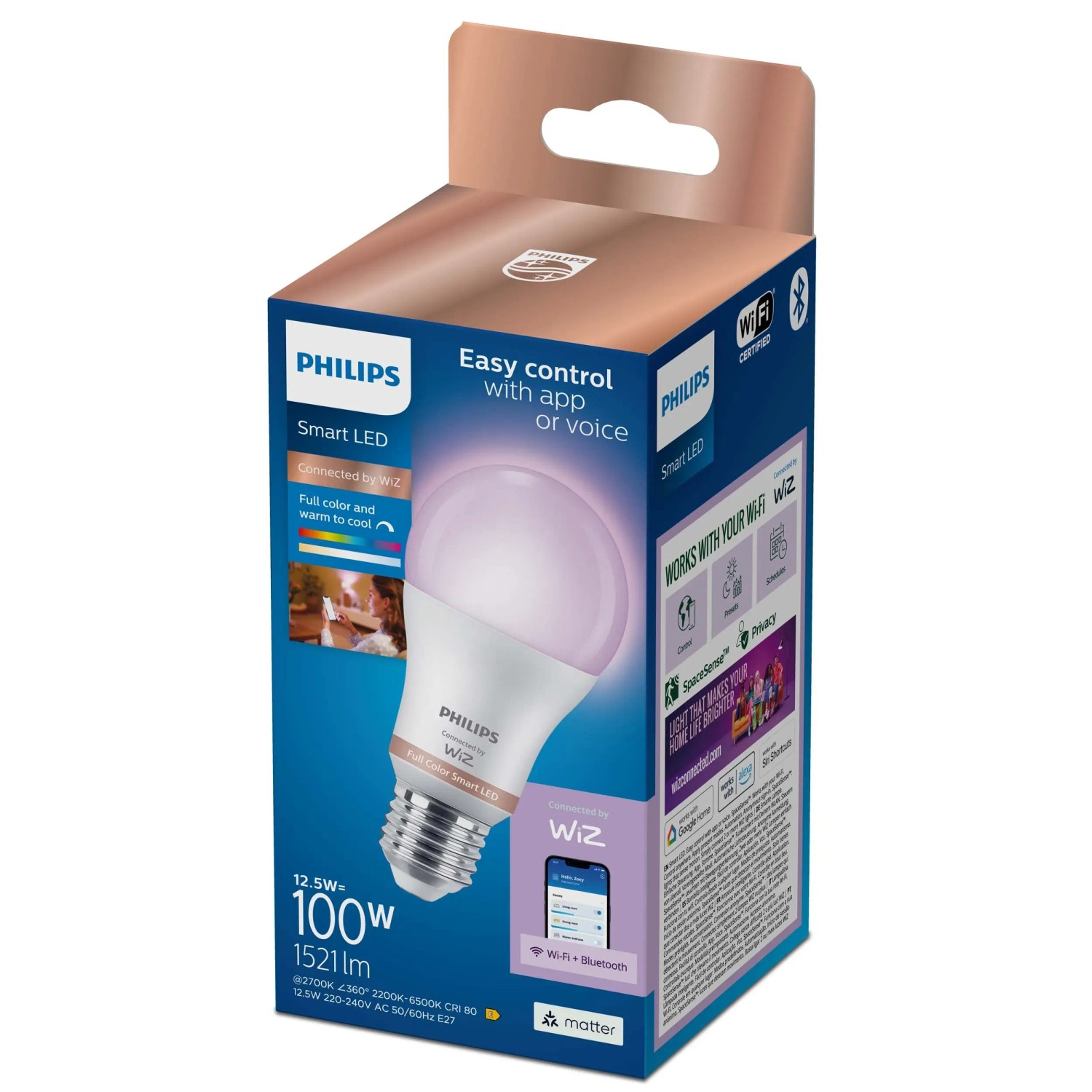 Żarówka Philips SMART E27 13W/100W 2200-6500K+RGB 1521lm