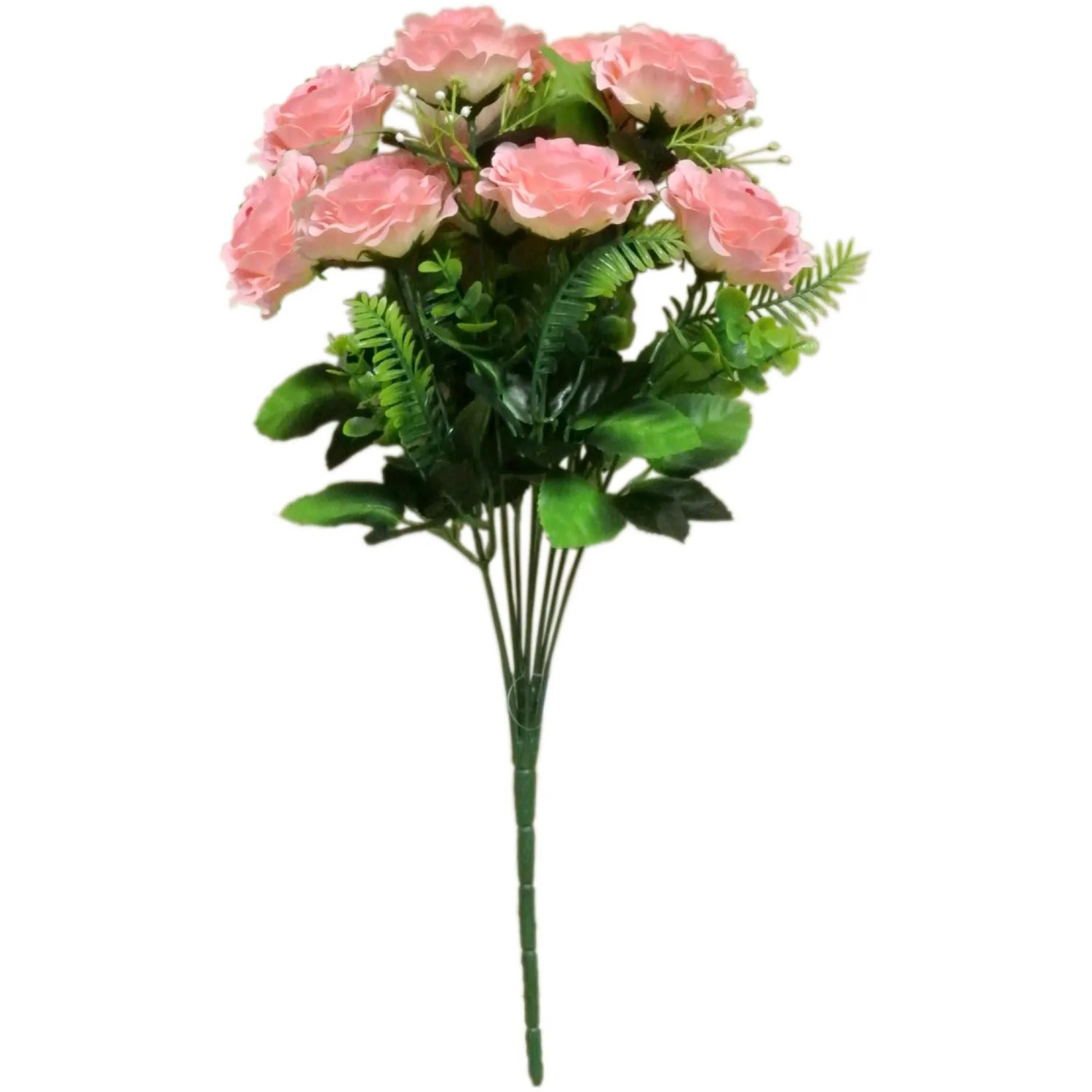 Kompozycja gałązka 9 kwiatów, różowa