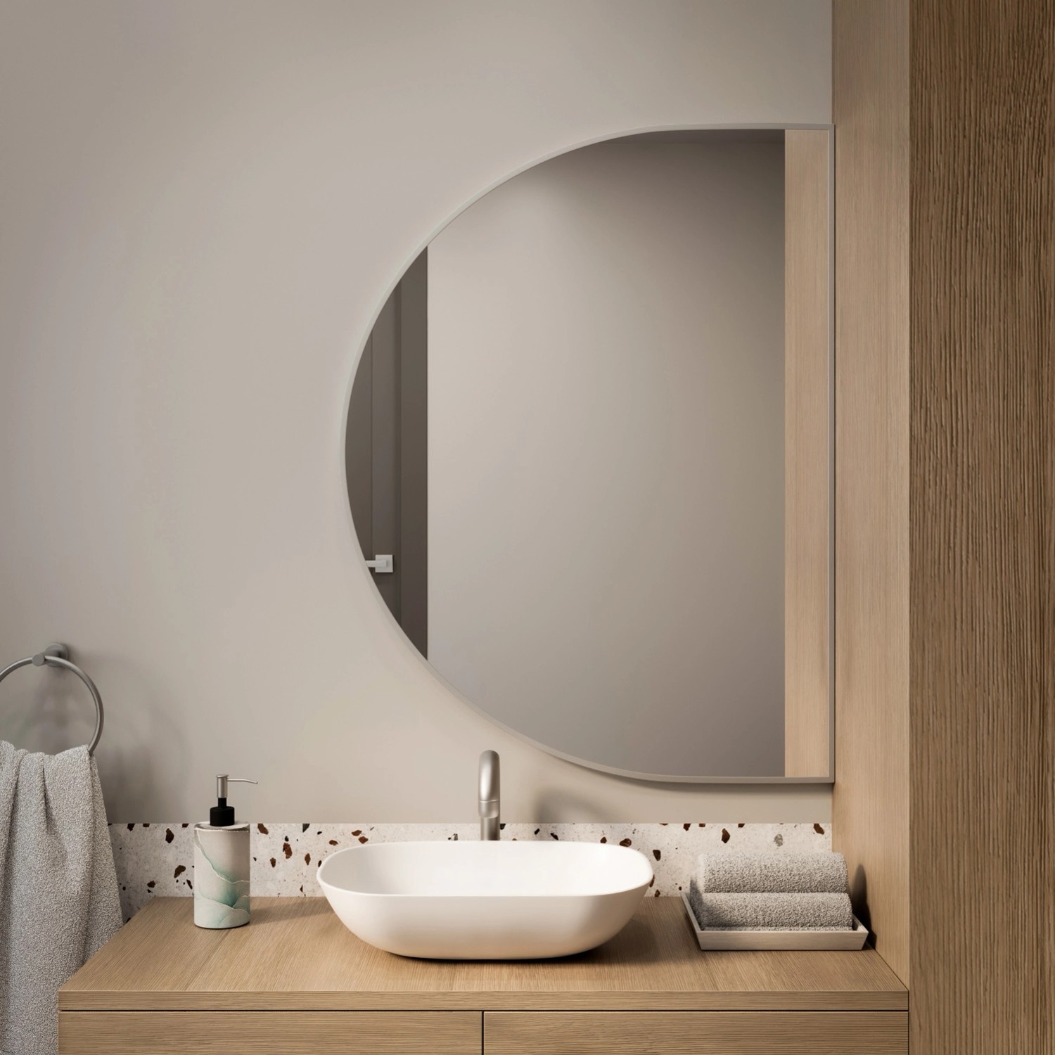 Lustro SemiRound Srebrne Bez led 90x65