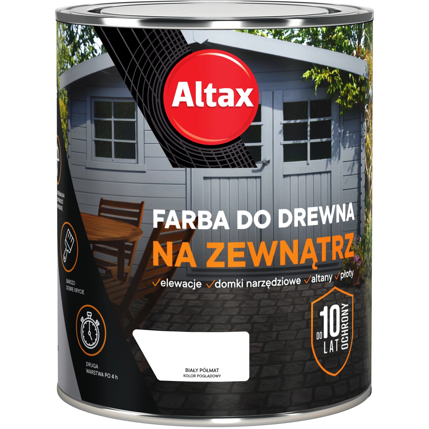 Altax Farba do drewna zewnętrzna bialy półmat 750 ml