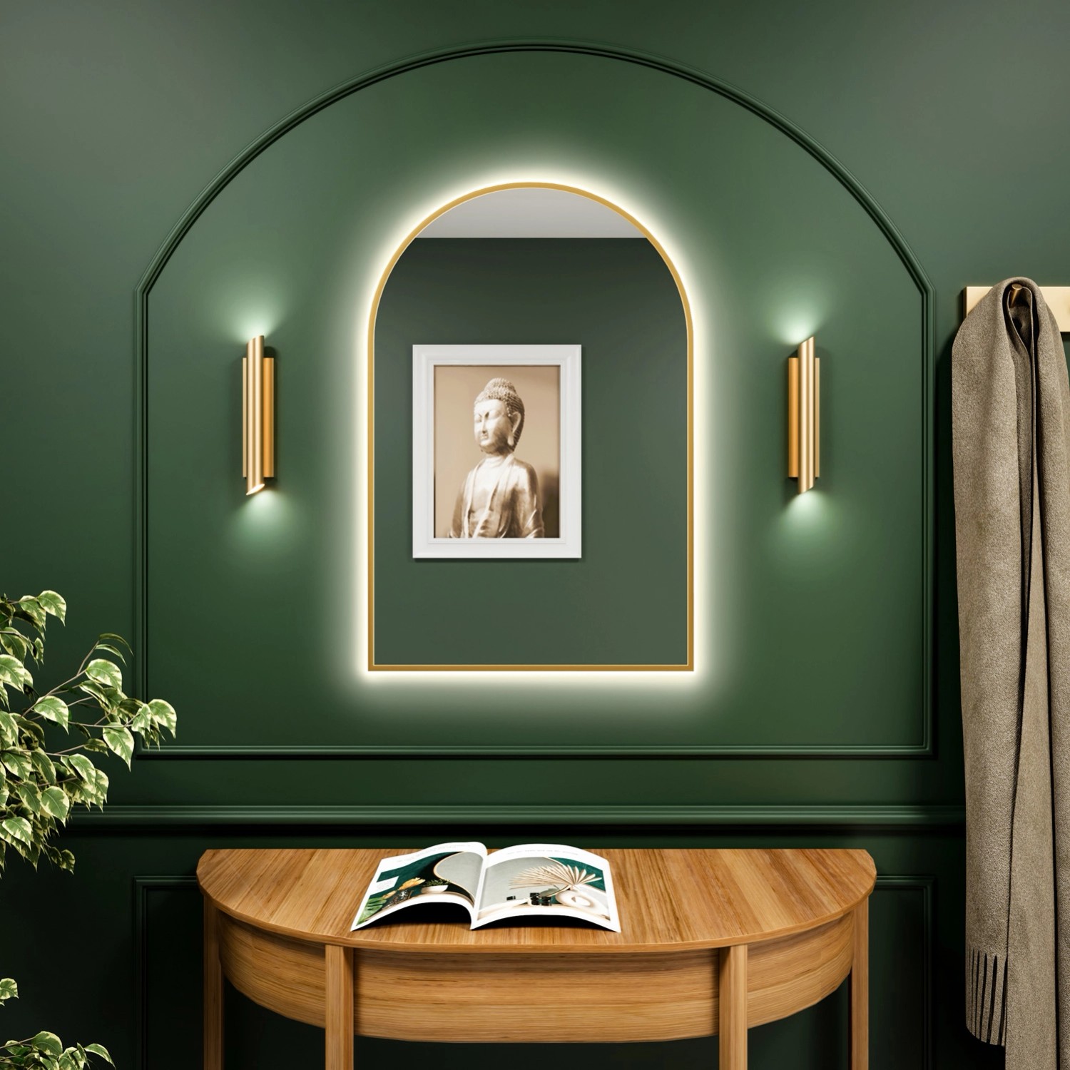 Lustro LED Pastille Cut Złote Zimne 90x50