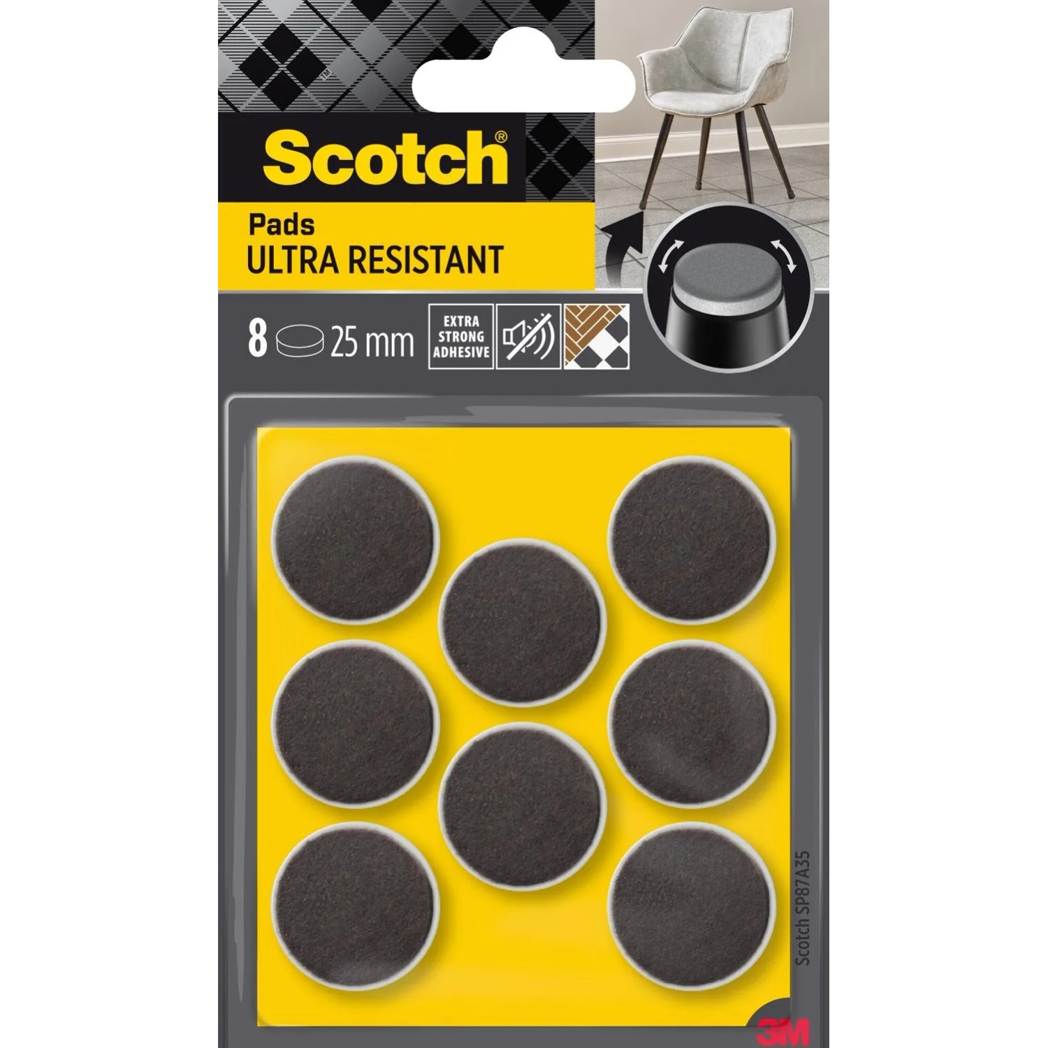 3M Scotch Podkładki filcowe ultra odporne 25mm,8szt