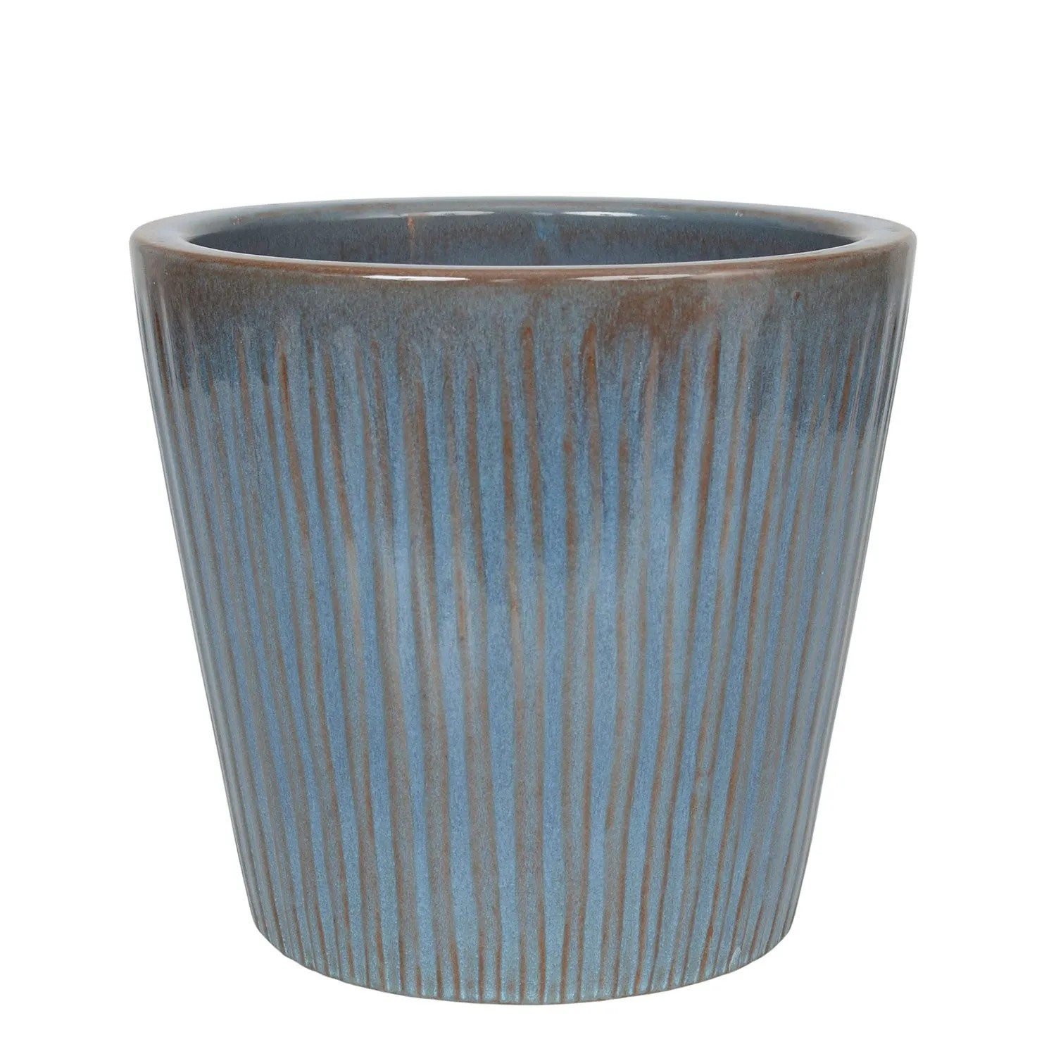 Donica Stripes szkliwiona błękitna - 33x28 cm