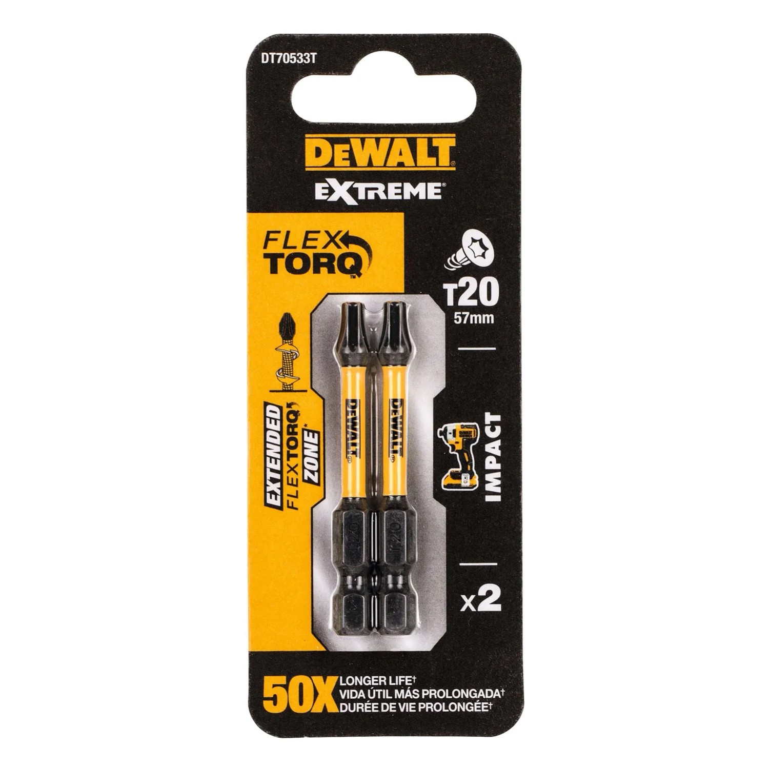 Dewalt Bity udarowe T20 50 mm - 2 szt.