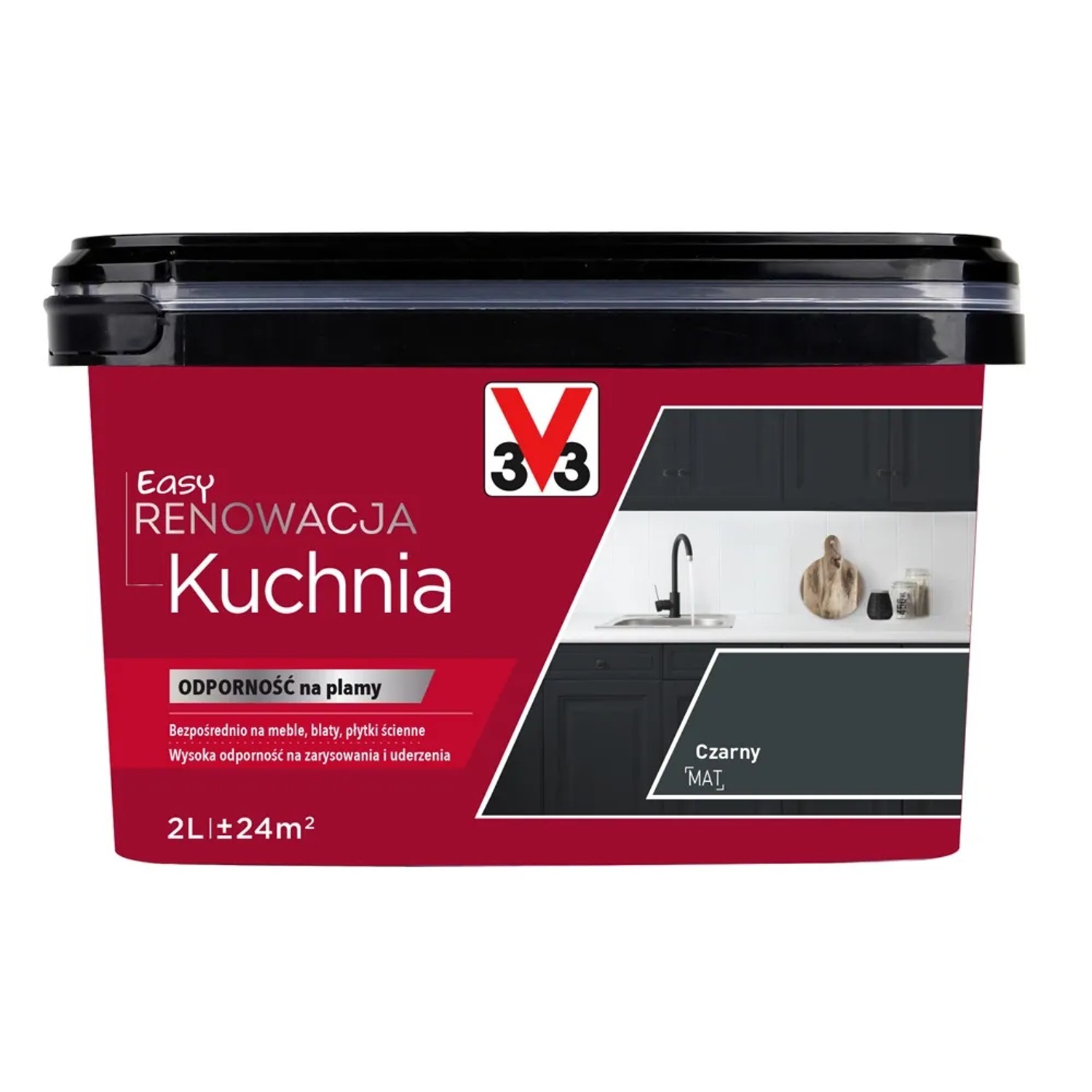 V33 Farba Easy Renowacja Kuchnia czarny mat 2l