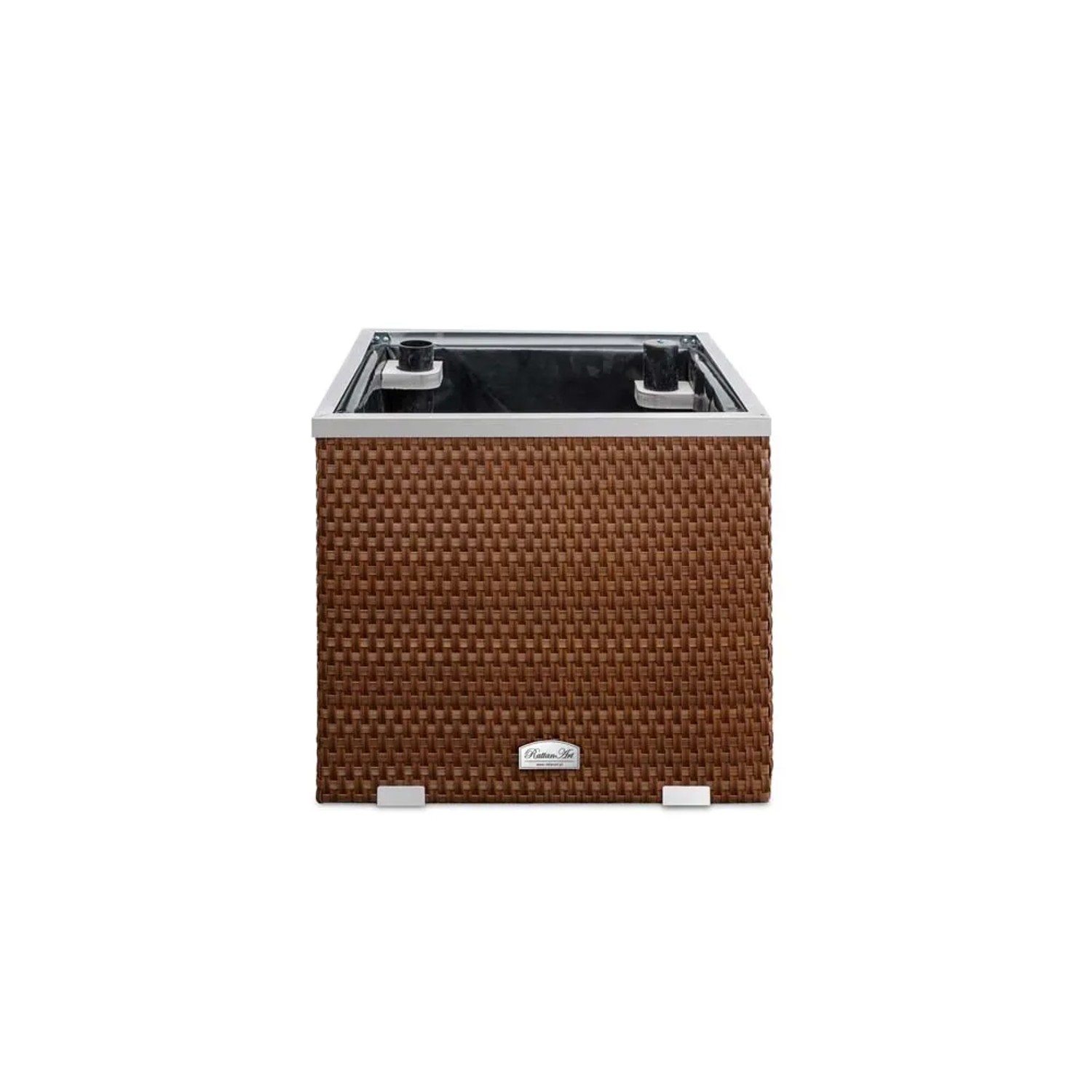 Donica rattanowa z nawodnieniem miodowa - 50 x 50 x 43 cm