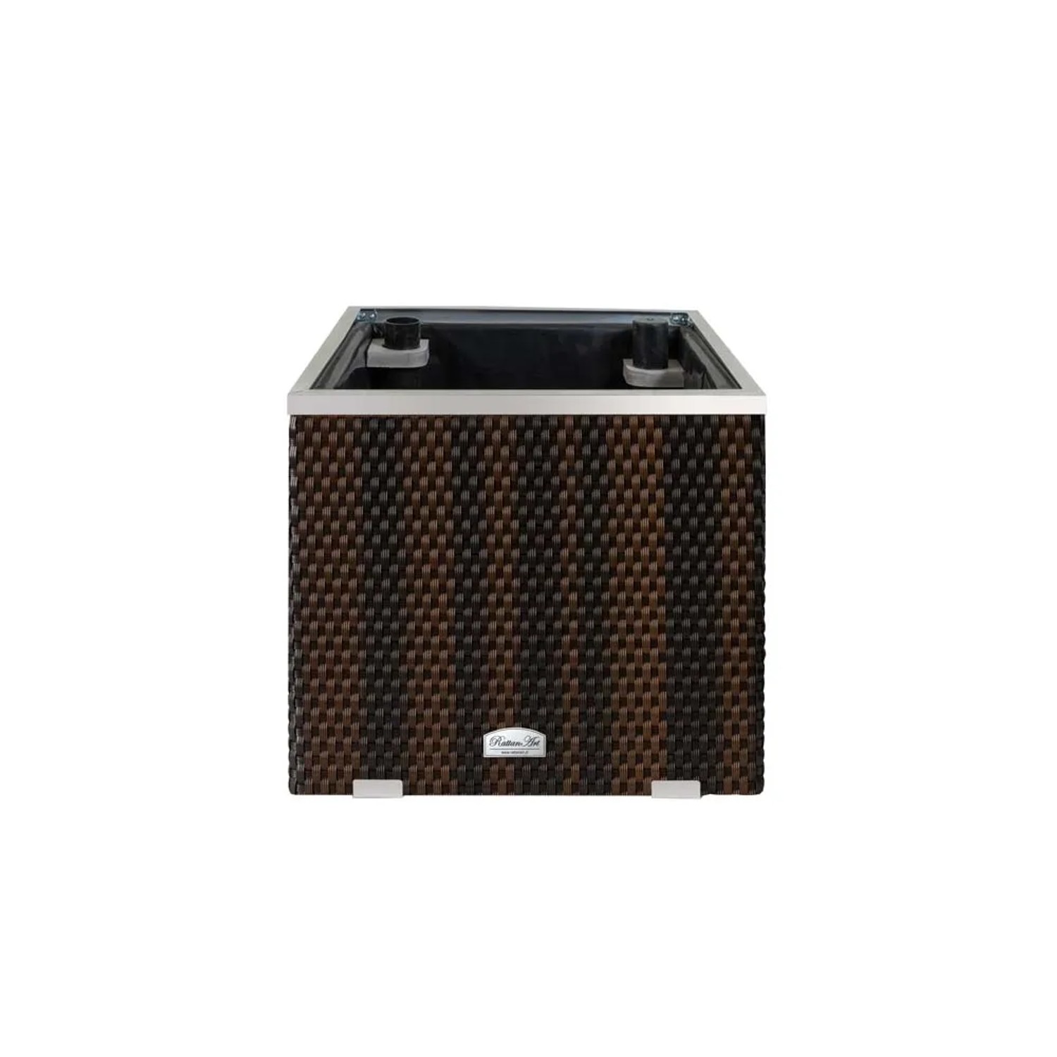 Donica rattanowa z nawodnieniem mix brąz - 50 x 50 x 43 cm