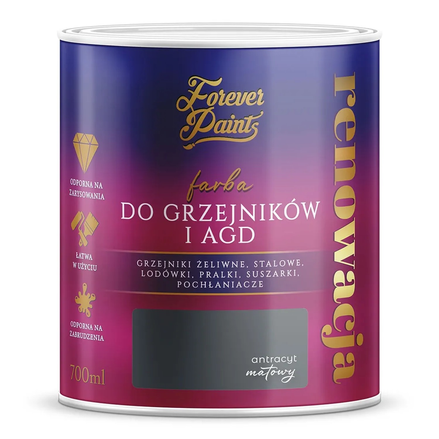 Farba Forever Paints do grzejników i AGD antracyt 0,7L