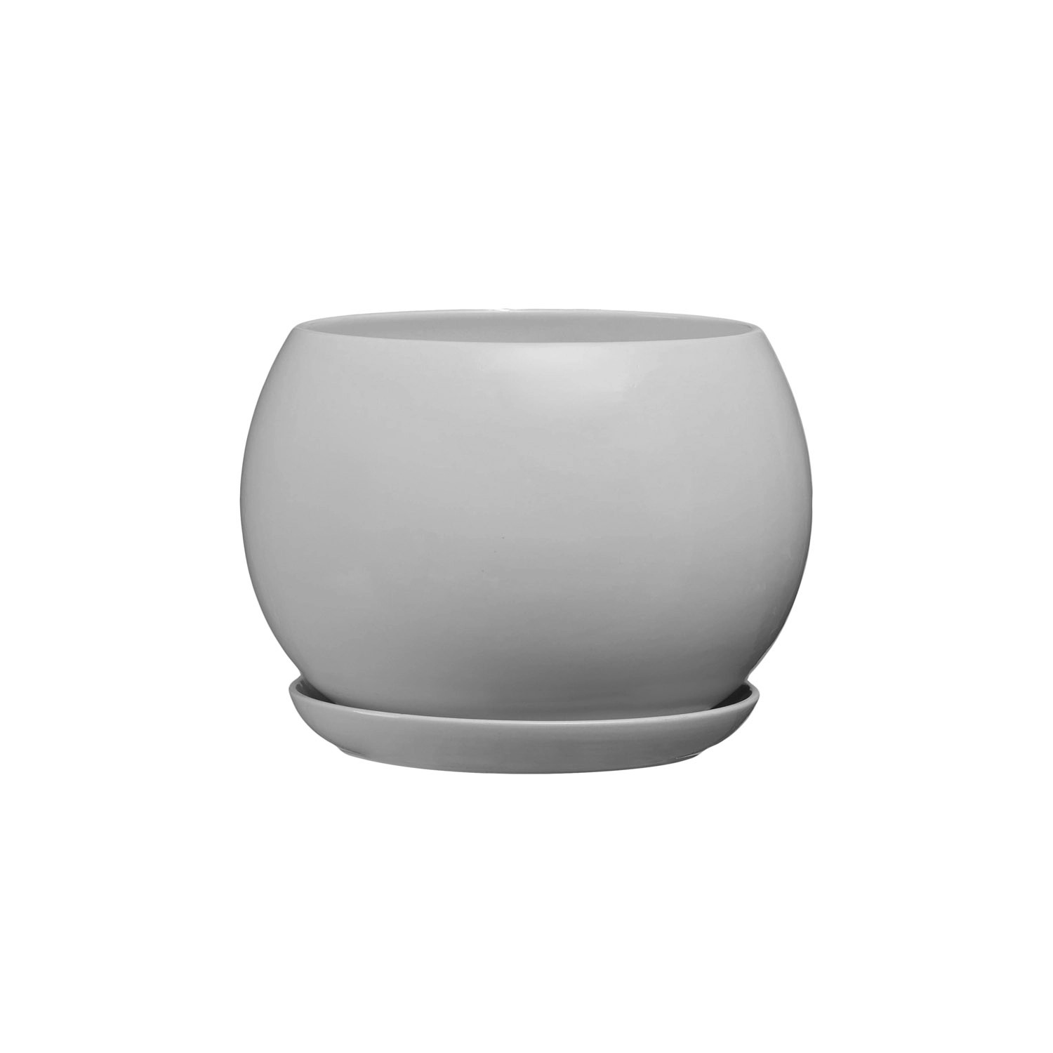 Doniczka z podstawką Kula szary mat - 13 cm