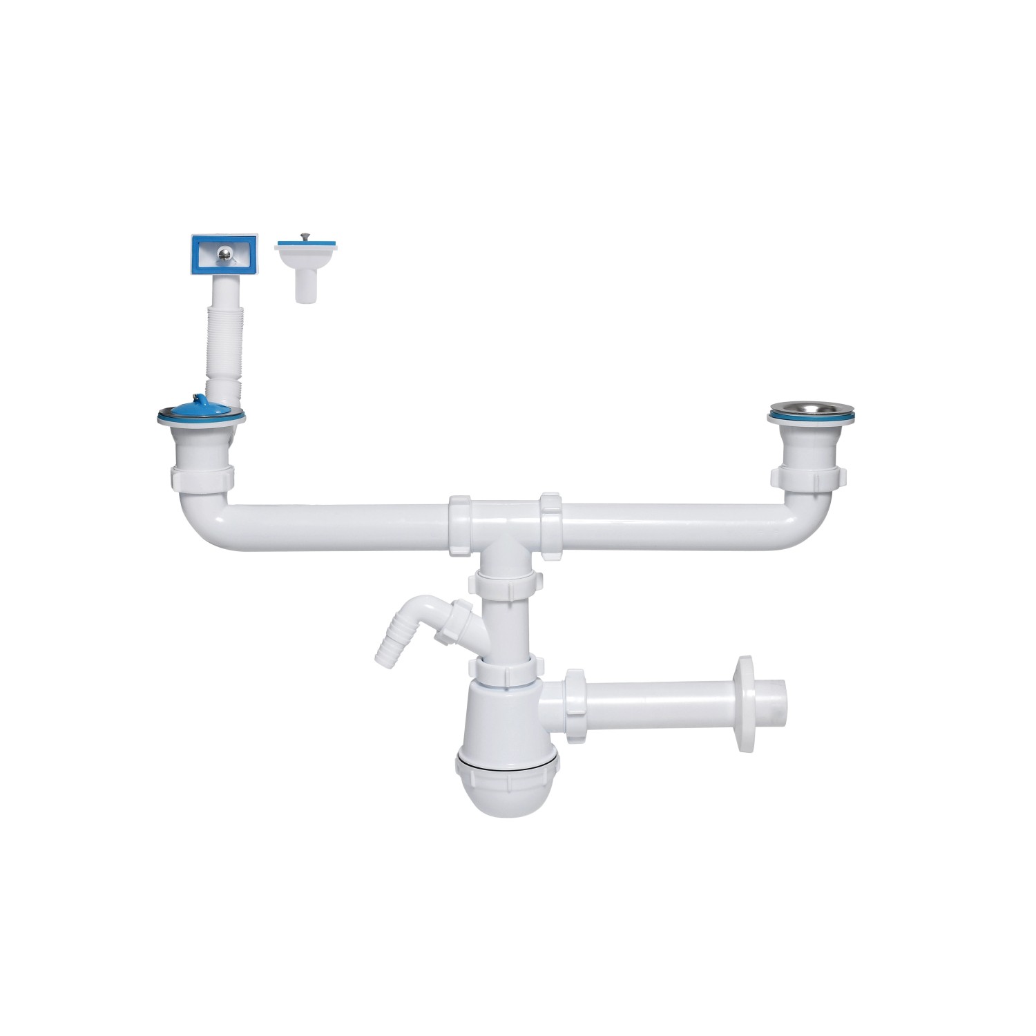 Tycner Syfon zlewozmywakowy butelkowy 70 mm z przelewem prostokątnym, 1 1/2 x 40