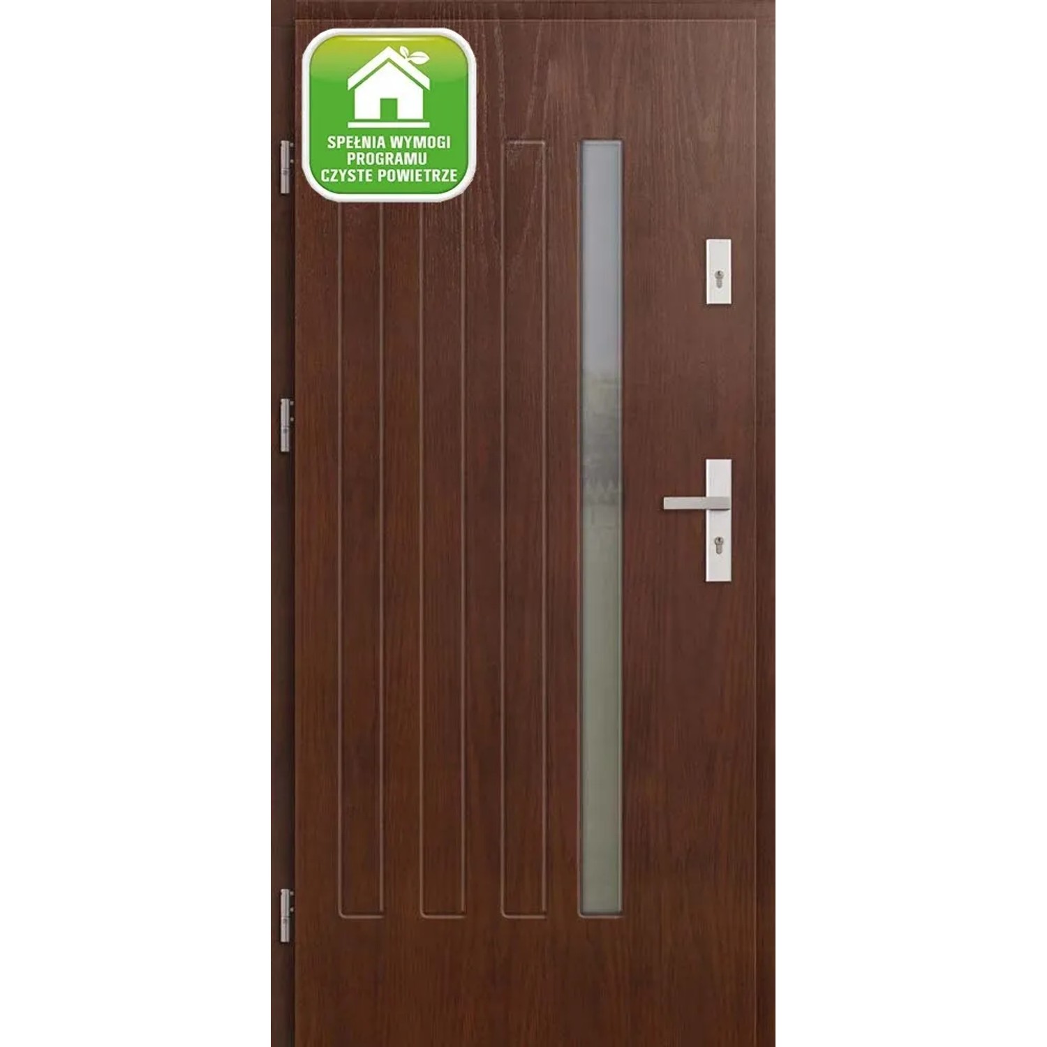 El Prema Drzwi zewnętrzne drewniane Plati orzech 90L