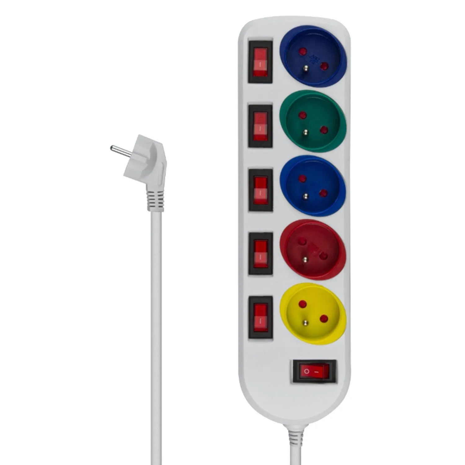 DPM Przedłużacz 5-gniazdowy 2P+Z z włącznikami biały 1,5 m