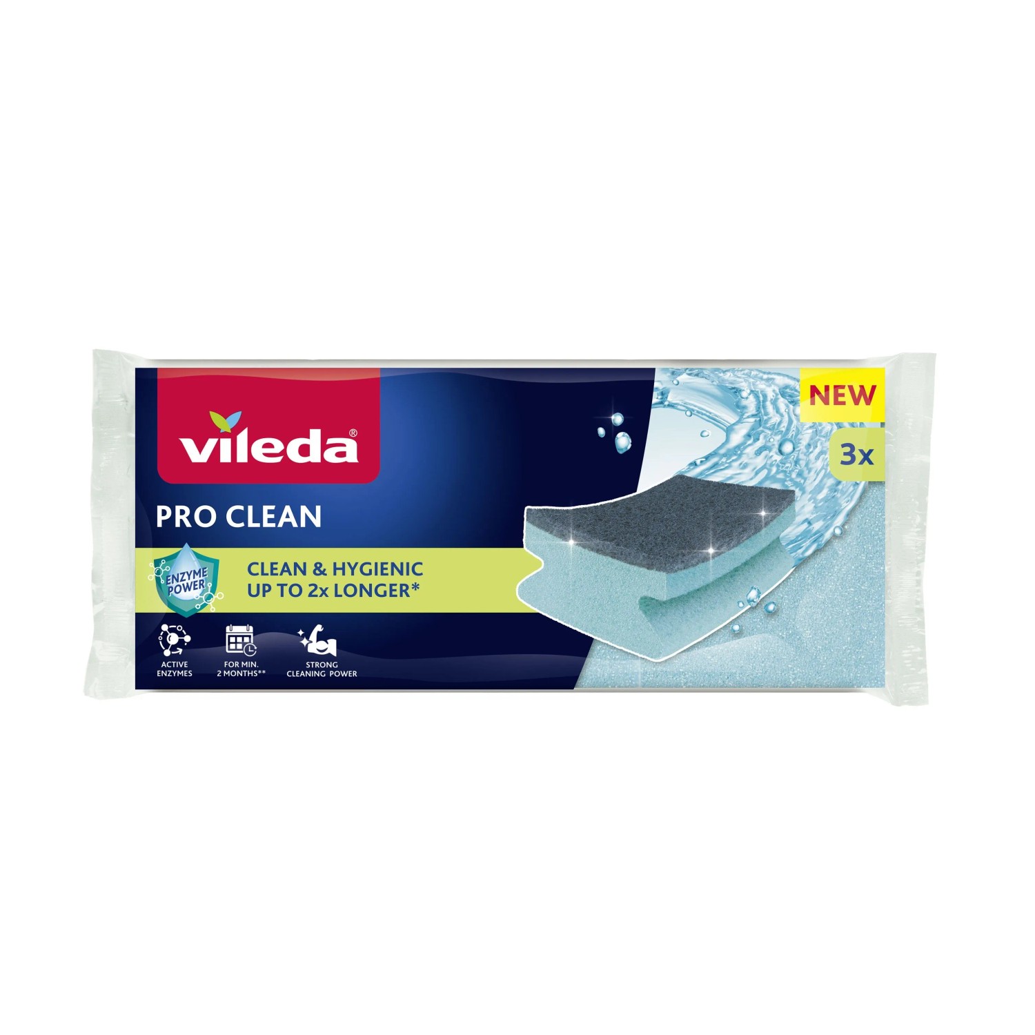 Vileda Zmywak profilowany z enzymami Pro Clean 3 szt.