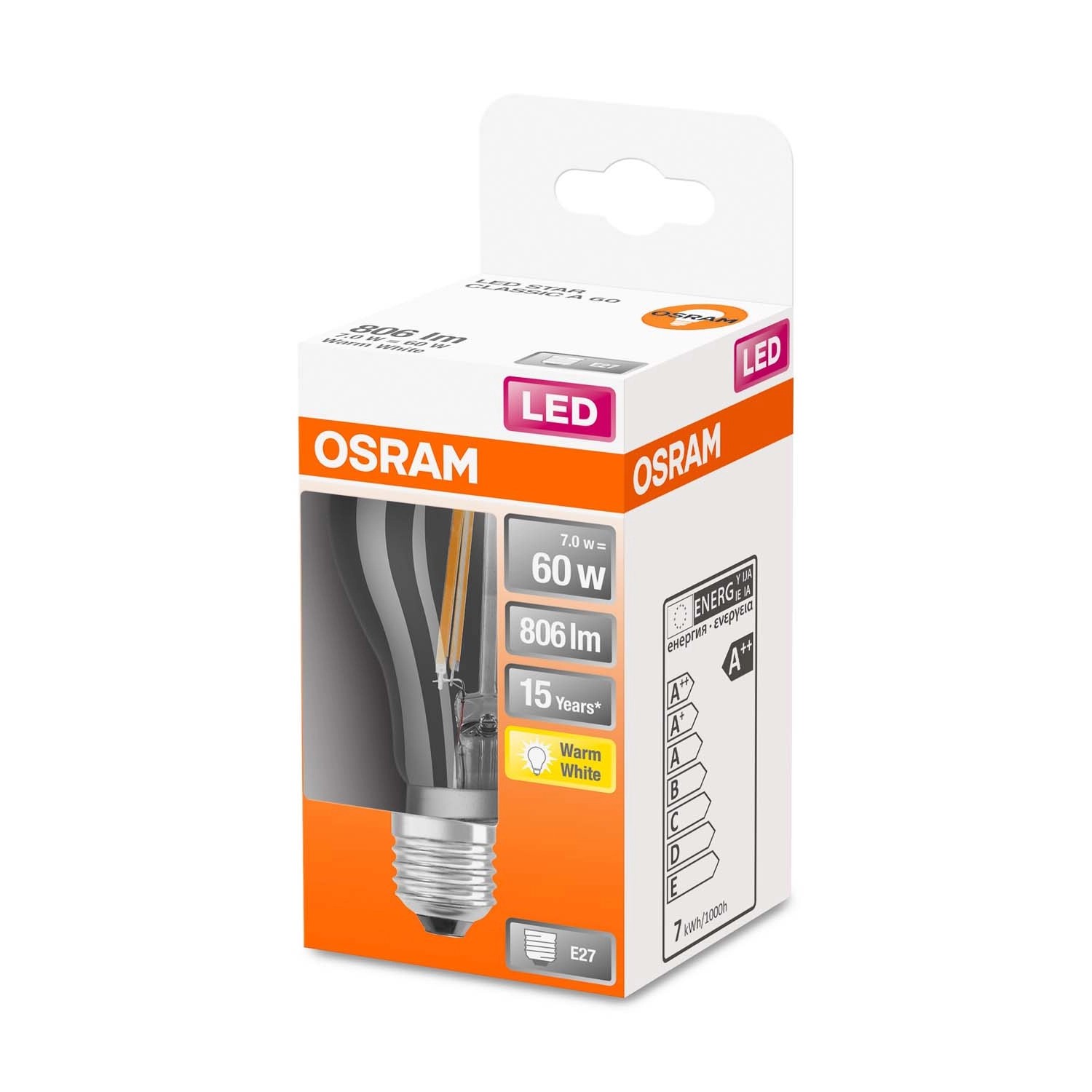 Osram Żarówka LED STAR CLASSIC A60 filament E27 6,5W 2700K 806lm