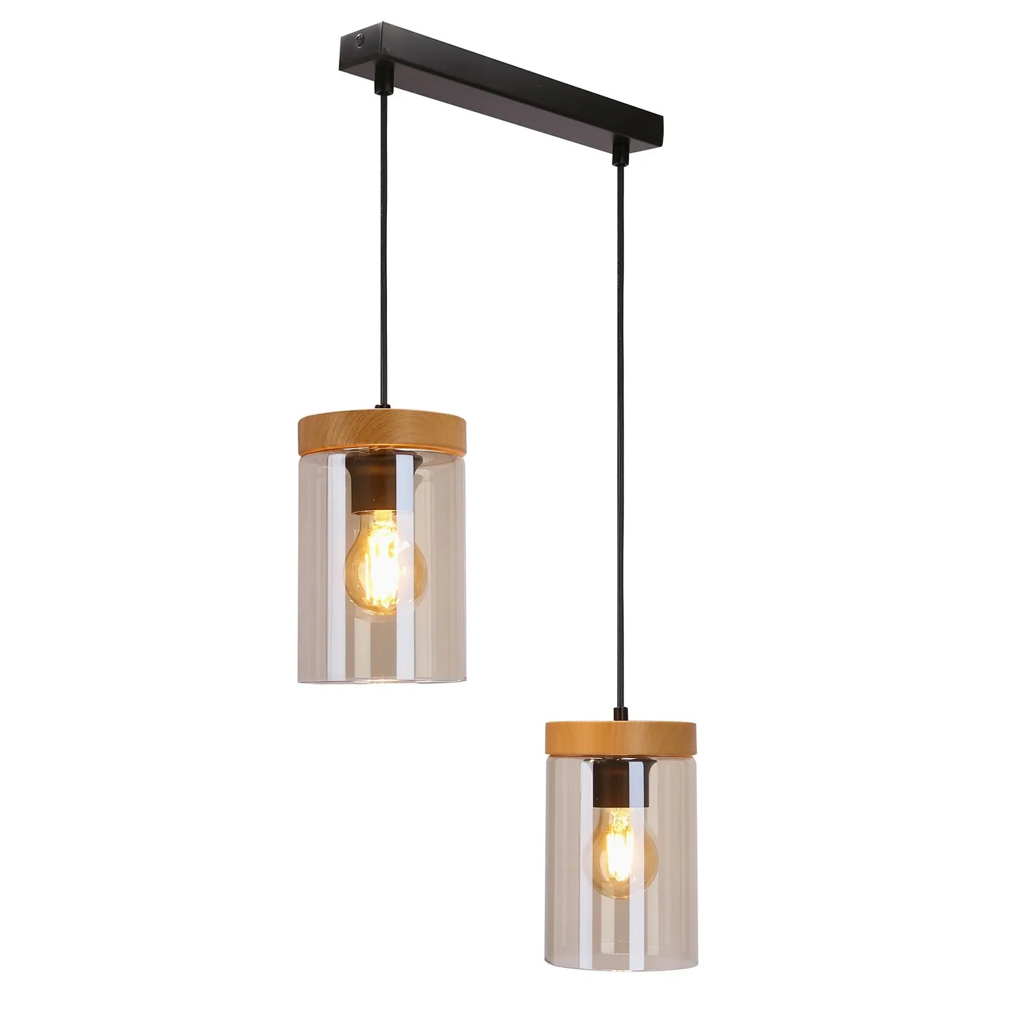 Candellux Lampa wisząca Arist 2x max. 60W E27 drewno i czerń