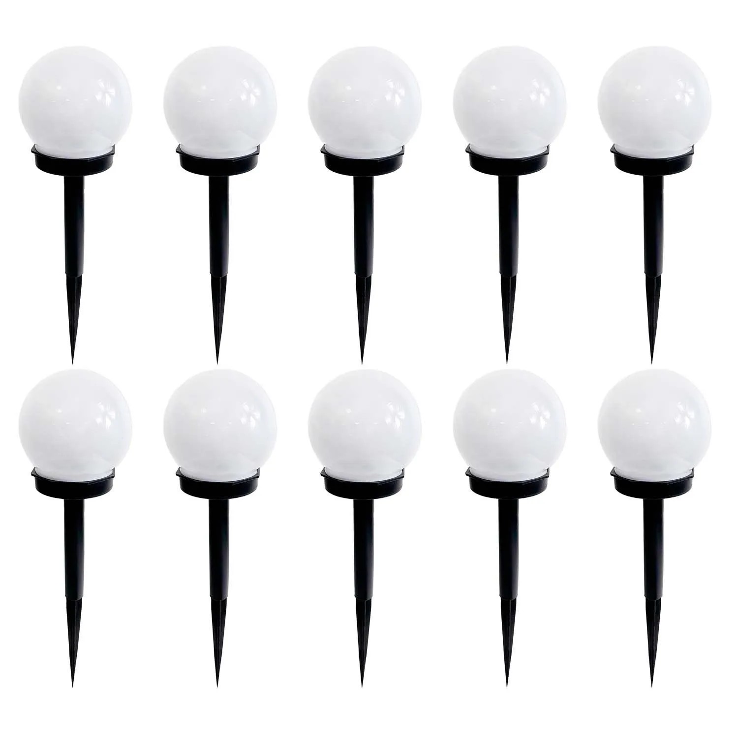 4iQ Zestaw 10 lamp solarnych LED RGB AURA czarnych śr. 10 cm