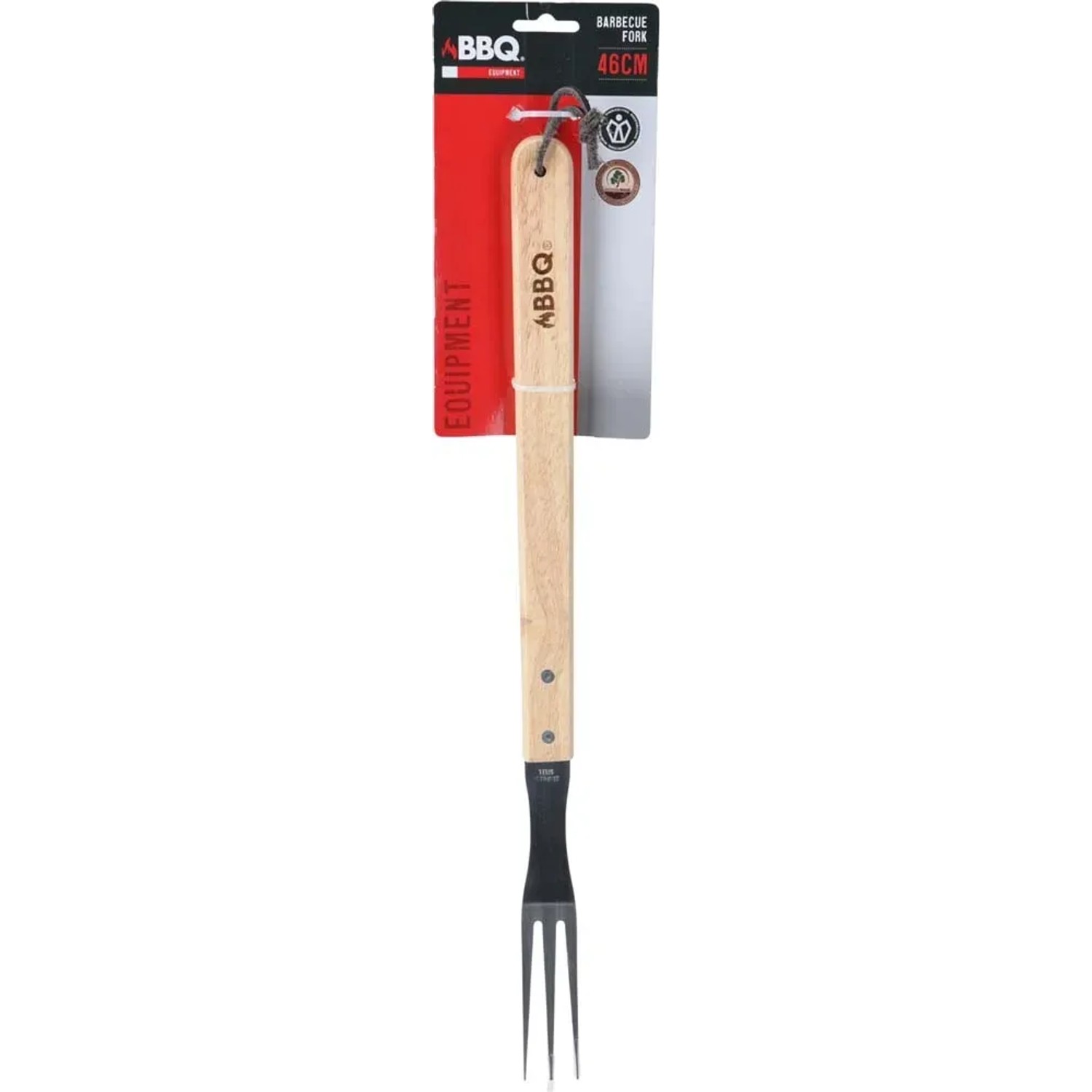Widelec BBQ drewniany uchwyt - 46 cm