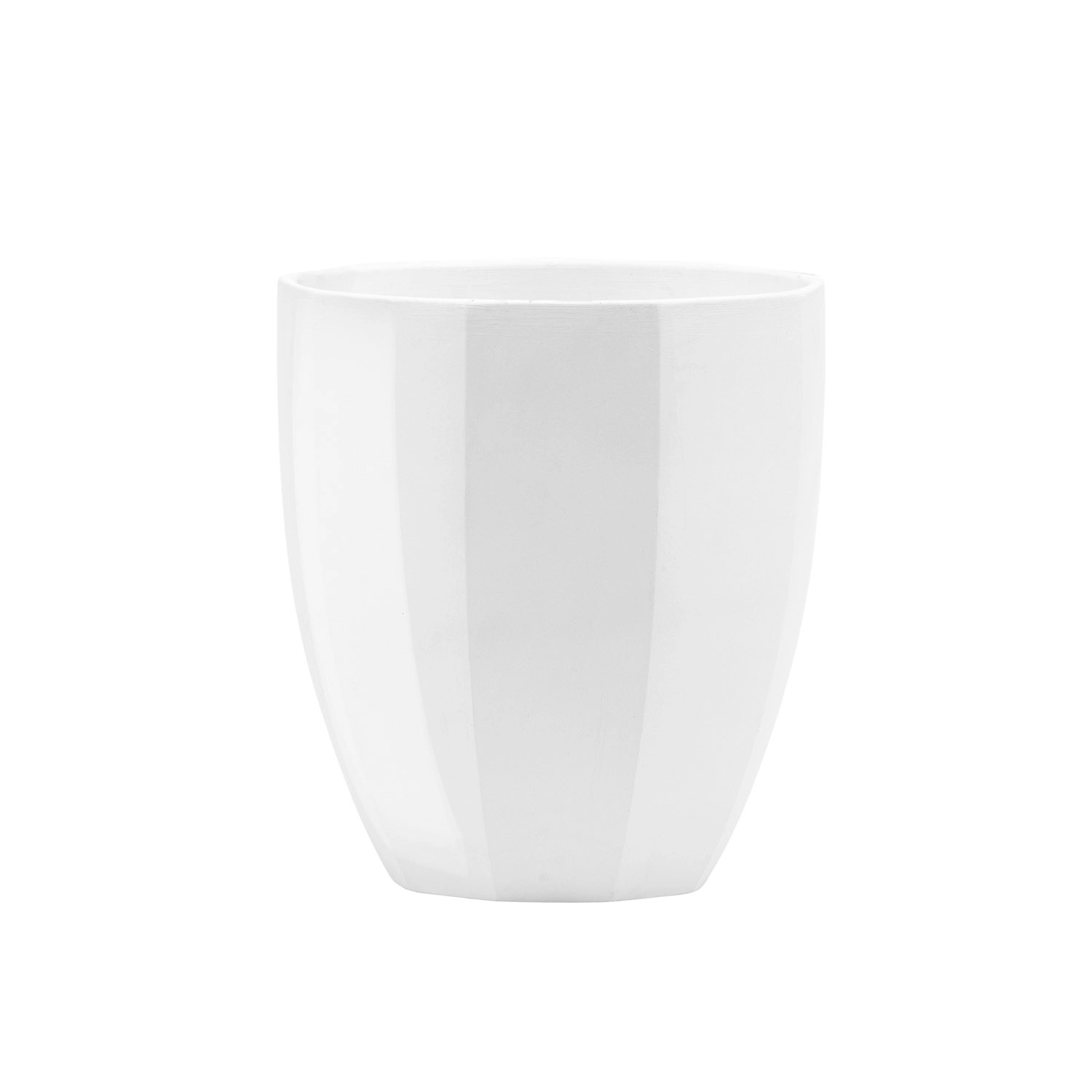 Doniczka z podstawką Dwunastokąt biały połysk - 23 cm