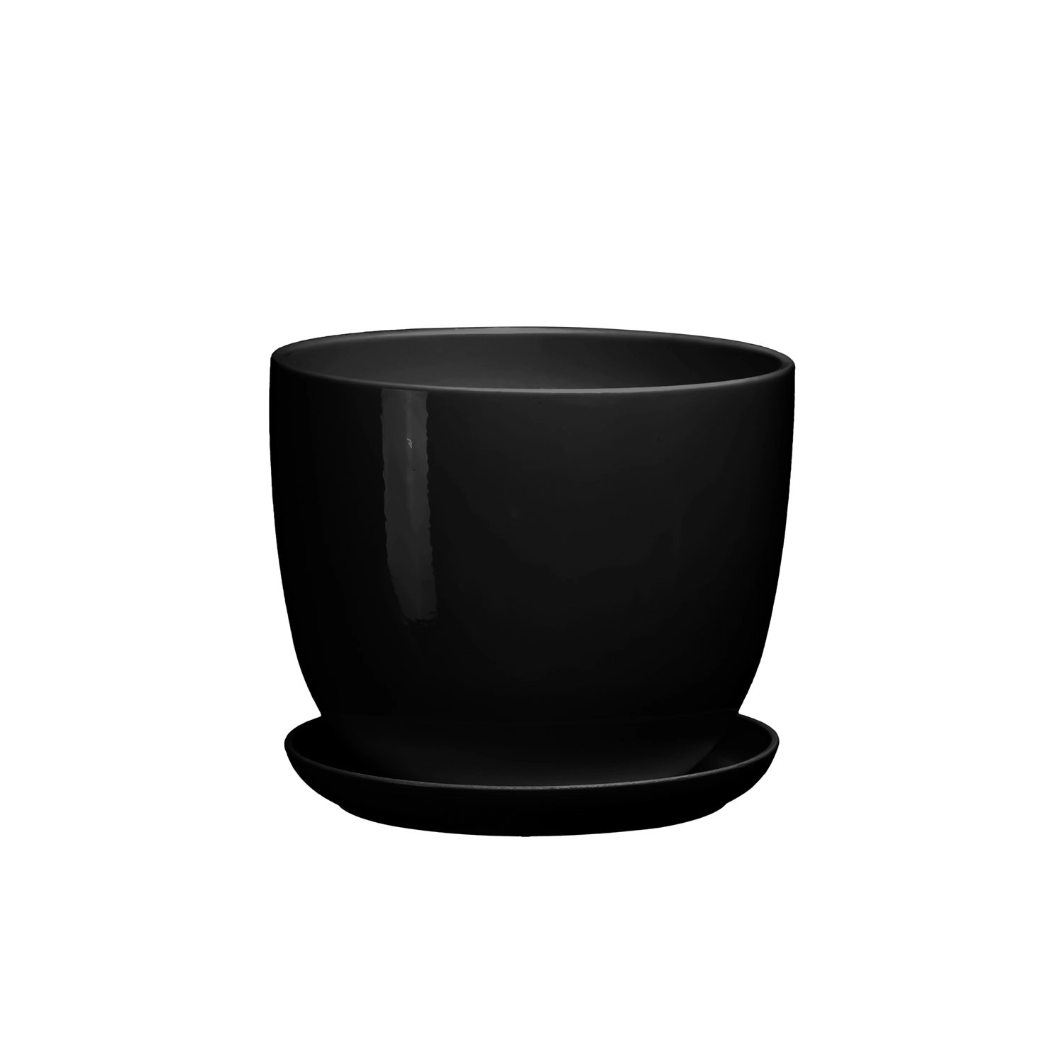 Doniczka z podstawką Sofia czarny połysk - 37 cm