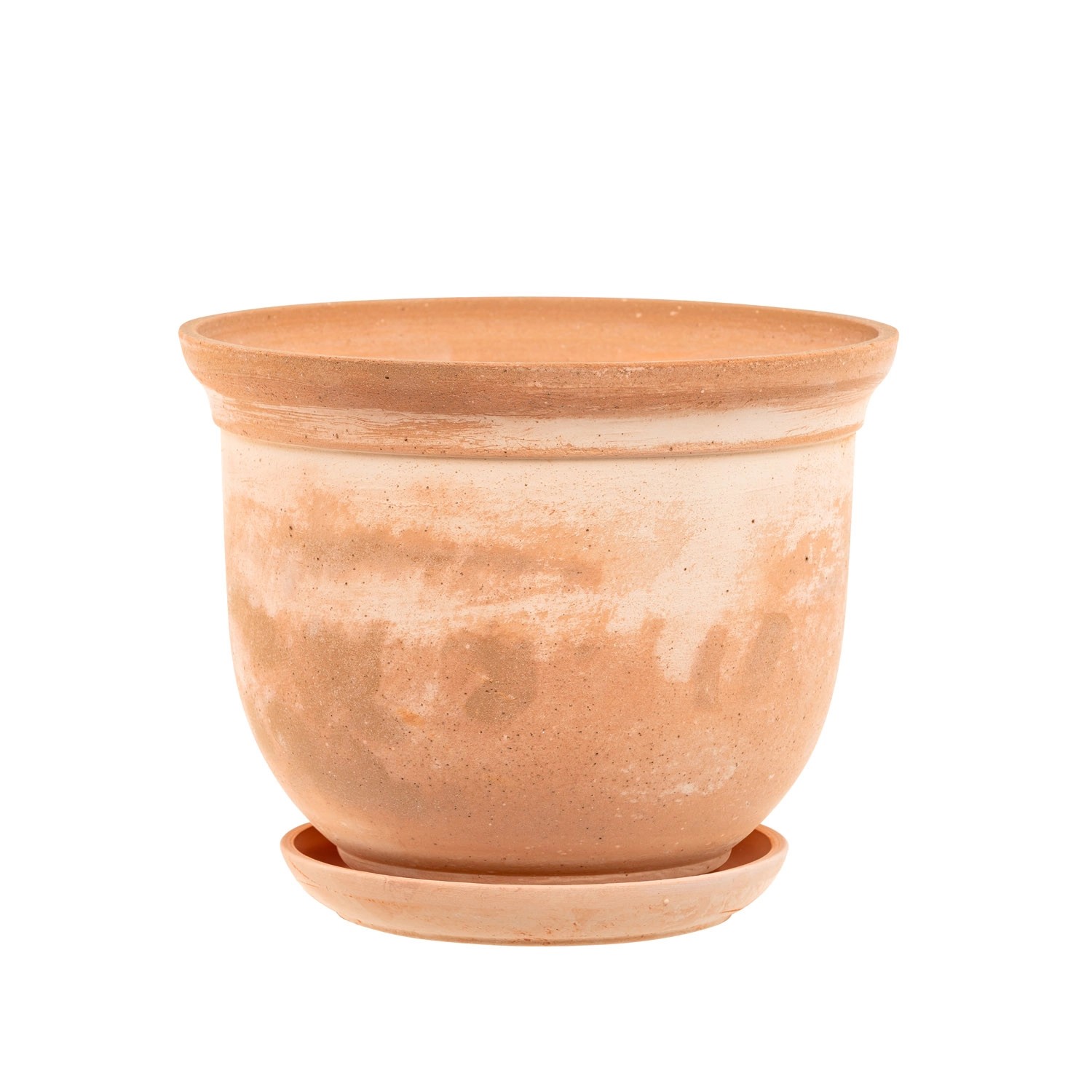 Donica z podstawką Grecka terrakota z bielą - 25,5 cm