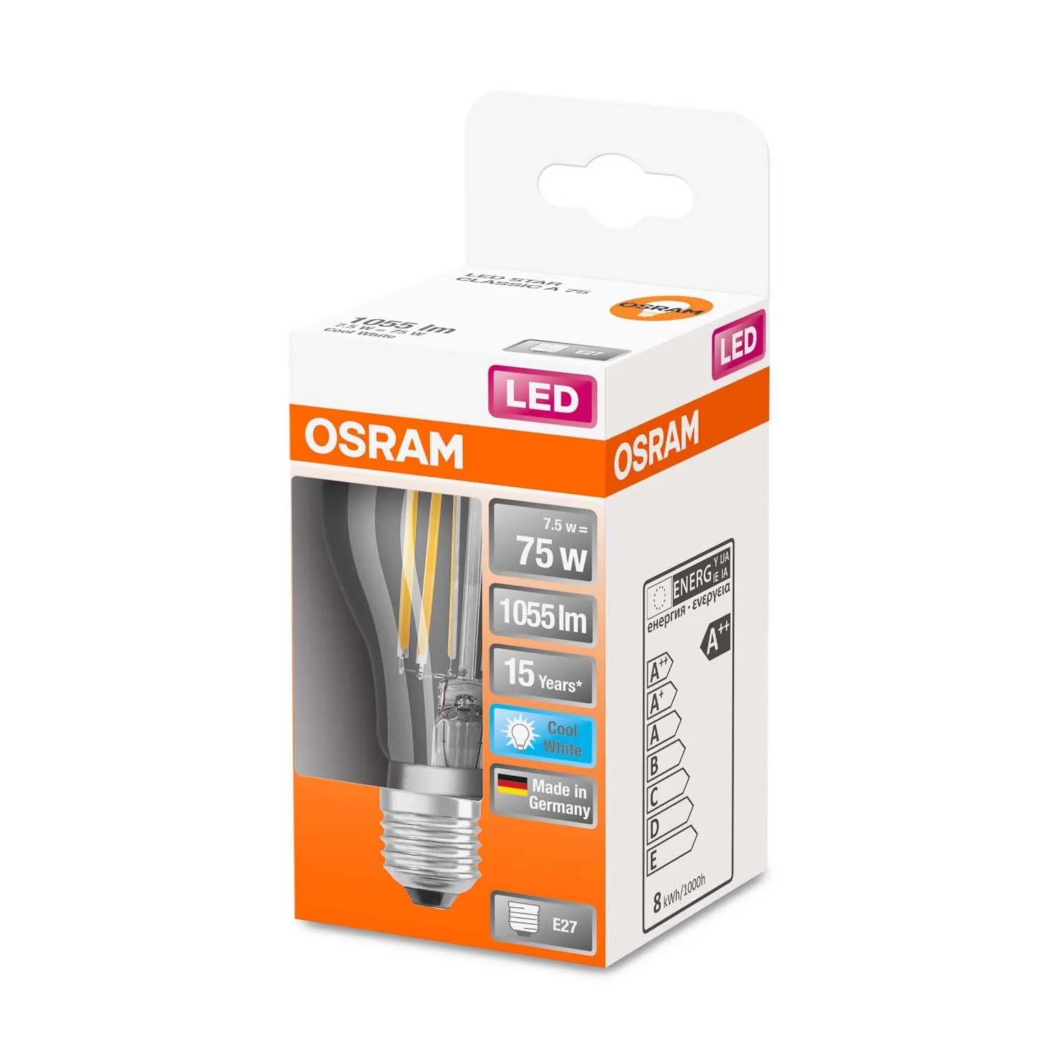 Osram Żarówka LED STAR CLASSIC A75 filament 7,5W E27 1055 lm 4000K