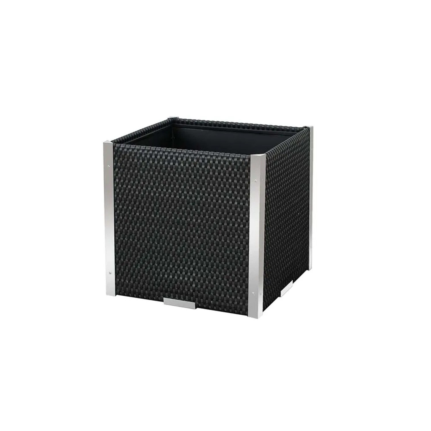 Donica ALU rattan czarna - 46 x 46 x 46 cm