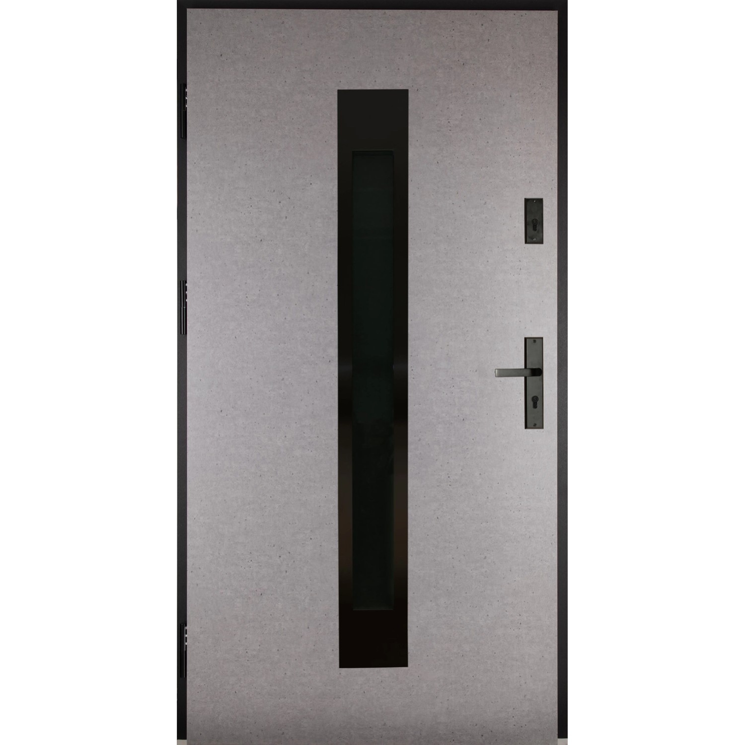 Drzwi zewnętrzne Satis black beton otwierane otwierane na zewnątrz 90L